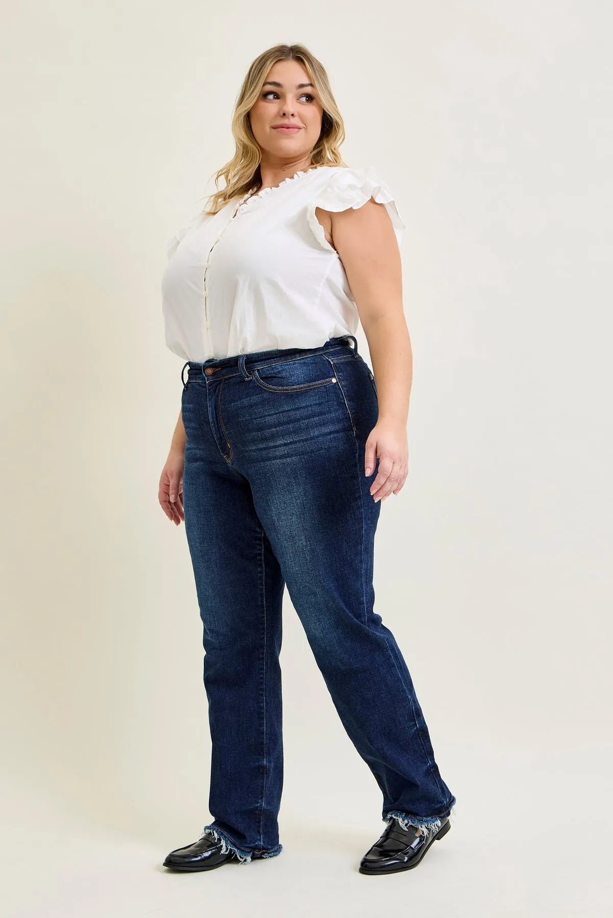 Selena Mid Rise Straight Leg with Fray Hem - PLUS sold by Judy Blue product image thumbnail 3