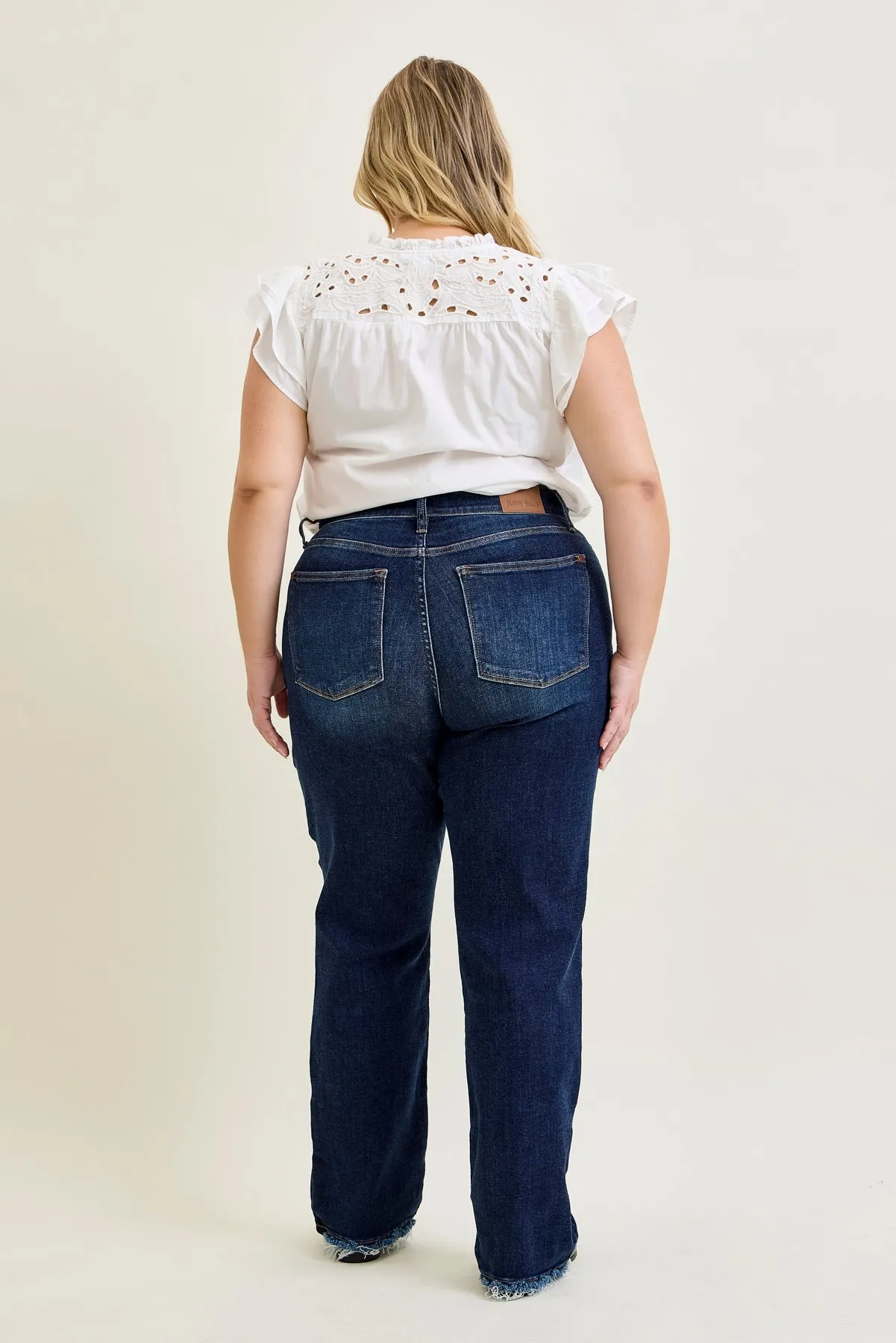 Selena Mid Rise Straight Leg with Fray Hem - PLUS sold by Judy Blue product image thumbnail 4
