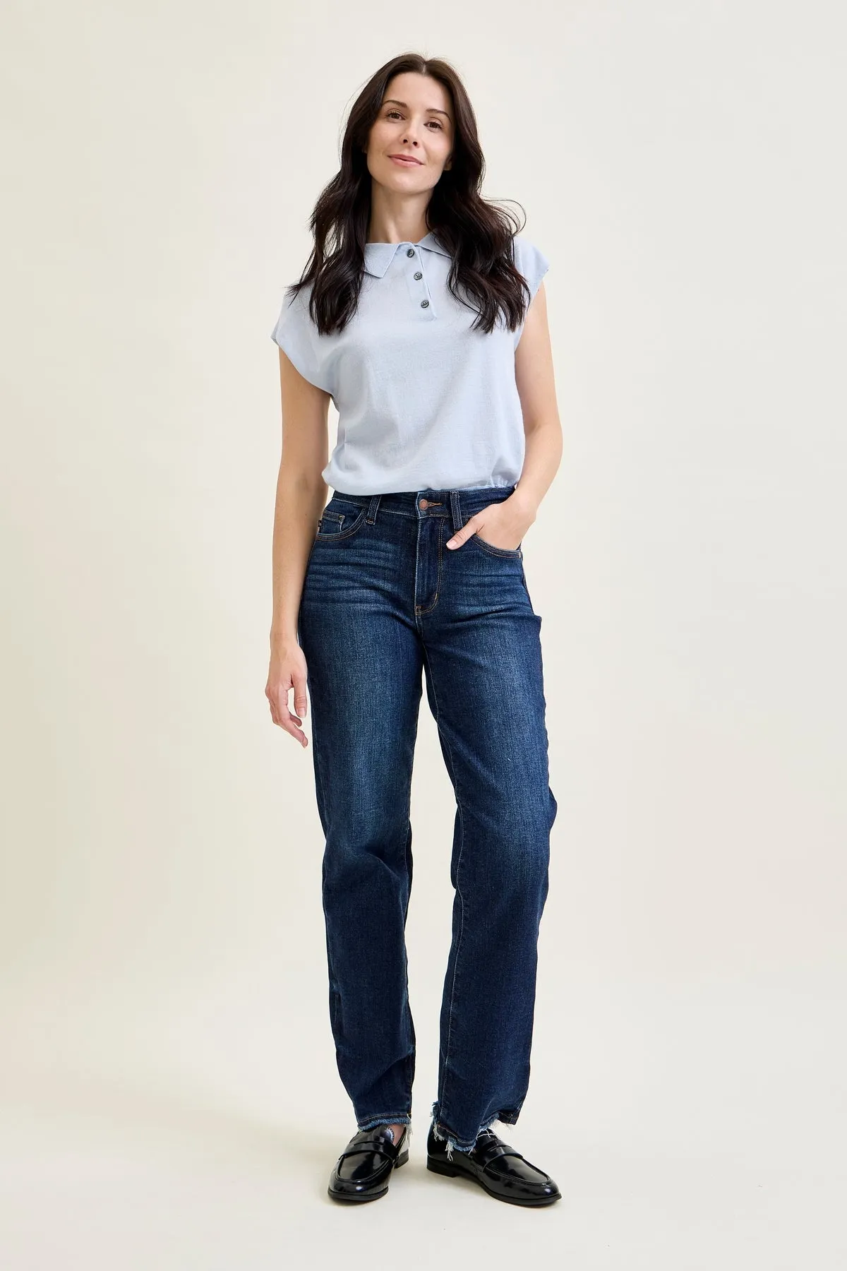 Selena Mid Rise Straight Leg with Fray Hem sold by Judy Blue product image thumbnail 3