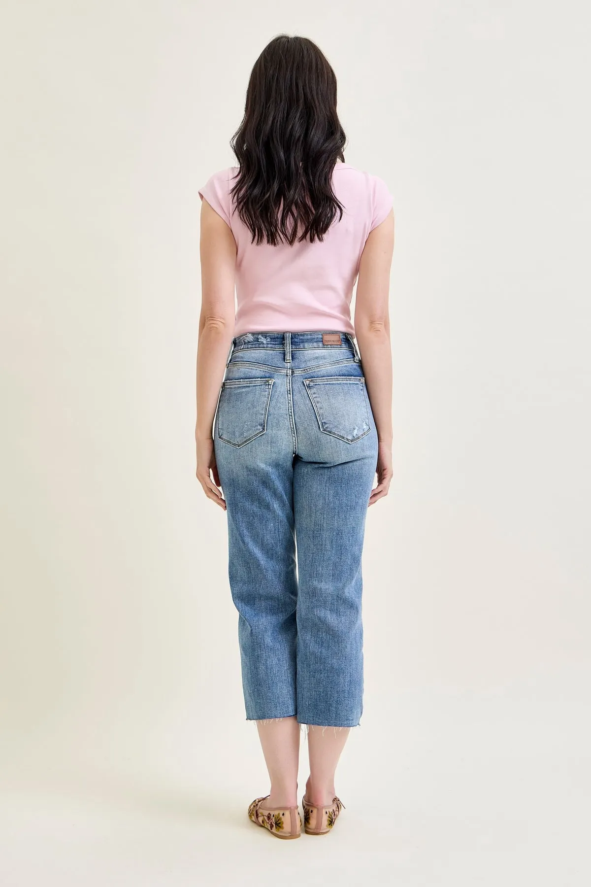 Celeste High Rise With Distressed Crop Wide Leg sold by Judy Blue product image thumbnail 5