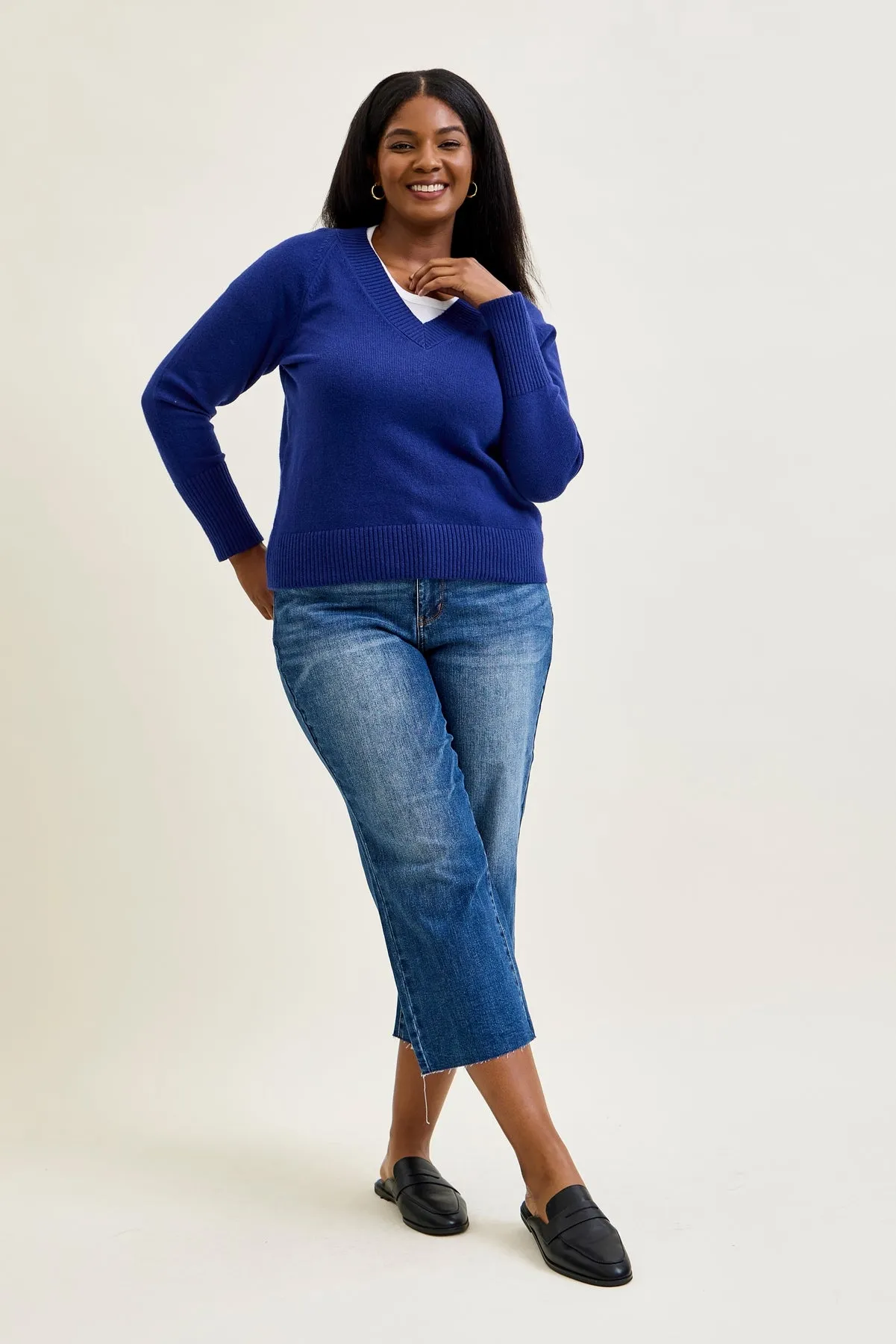Dolly High Rise Back Pocket Classic Cropped Wide Leg Jeans - PLUS sold by Judy Blue