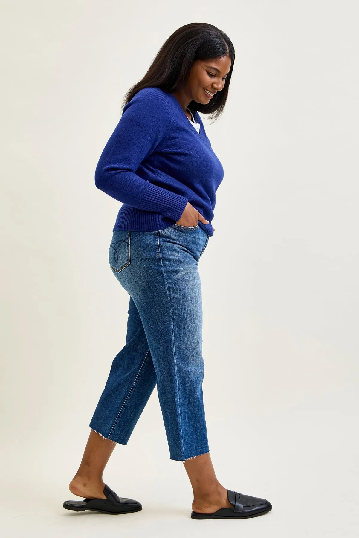 Dolly High Rise Back Pocket Classic Cropped Wide Leg Jeans - PLUS sold by Judy Blue product image thumbnail 5