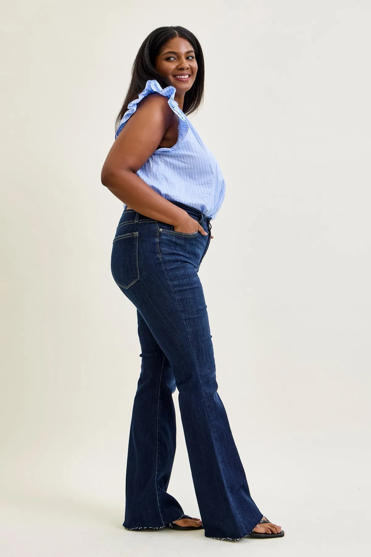 Lily High Rise Raw Hem Flare - PLUS sold by Judy Blue product image thumbnail 2