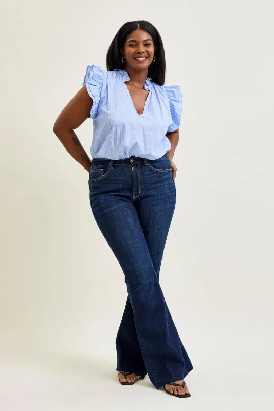 Lily High Rise Raw Hem Flare - PLUS sold by Judy Blue