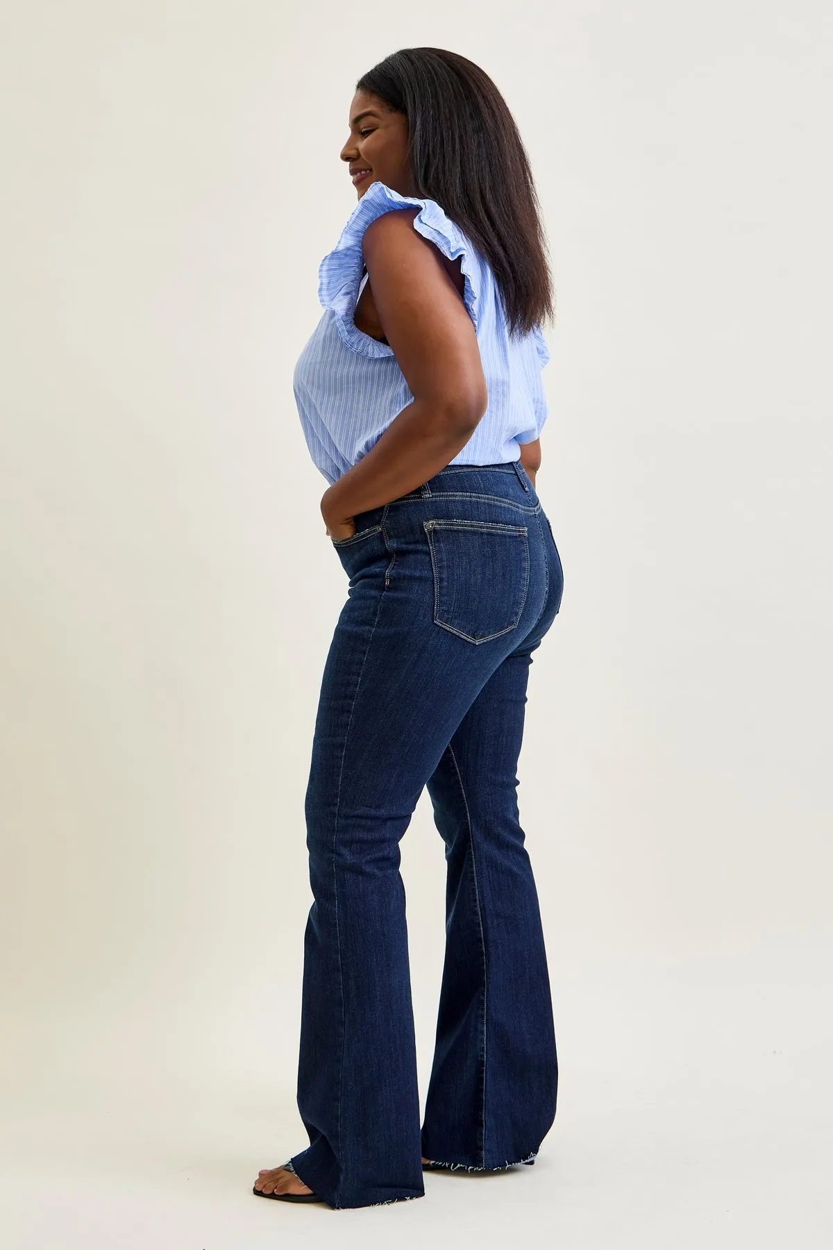 Lily High Rise Raw Hem Flare - PLUS sold by Judy Blue product image thumbnail 3