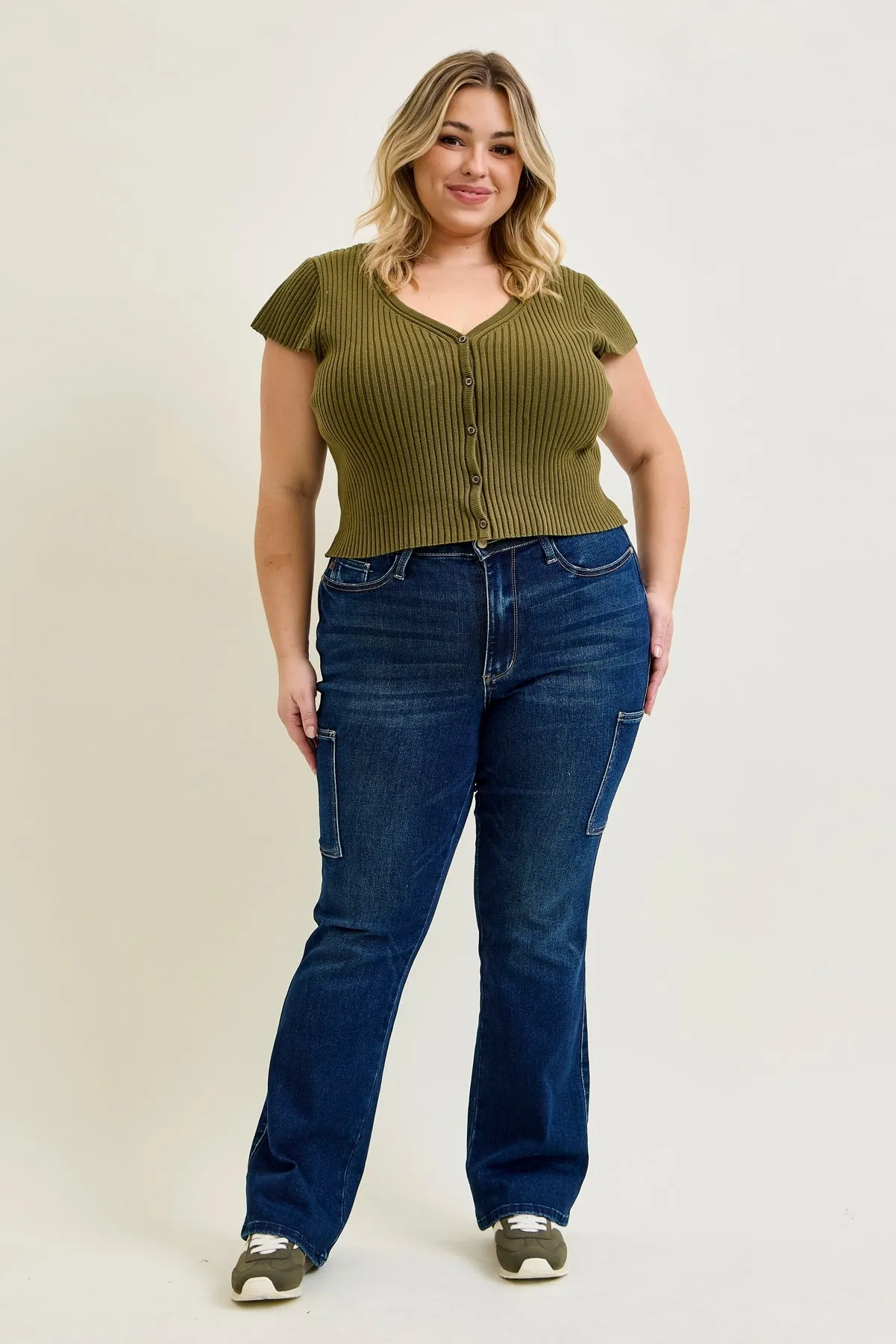 Karla High Rise Cargo Bootcut Jeans - PLUS sold by Judy Blue