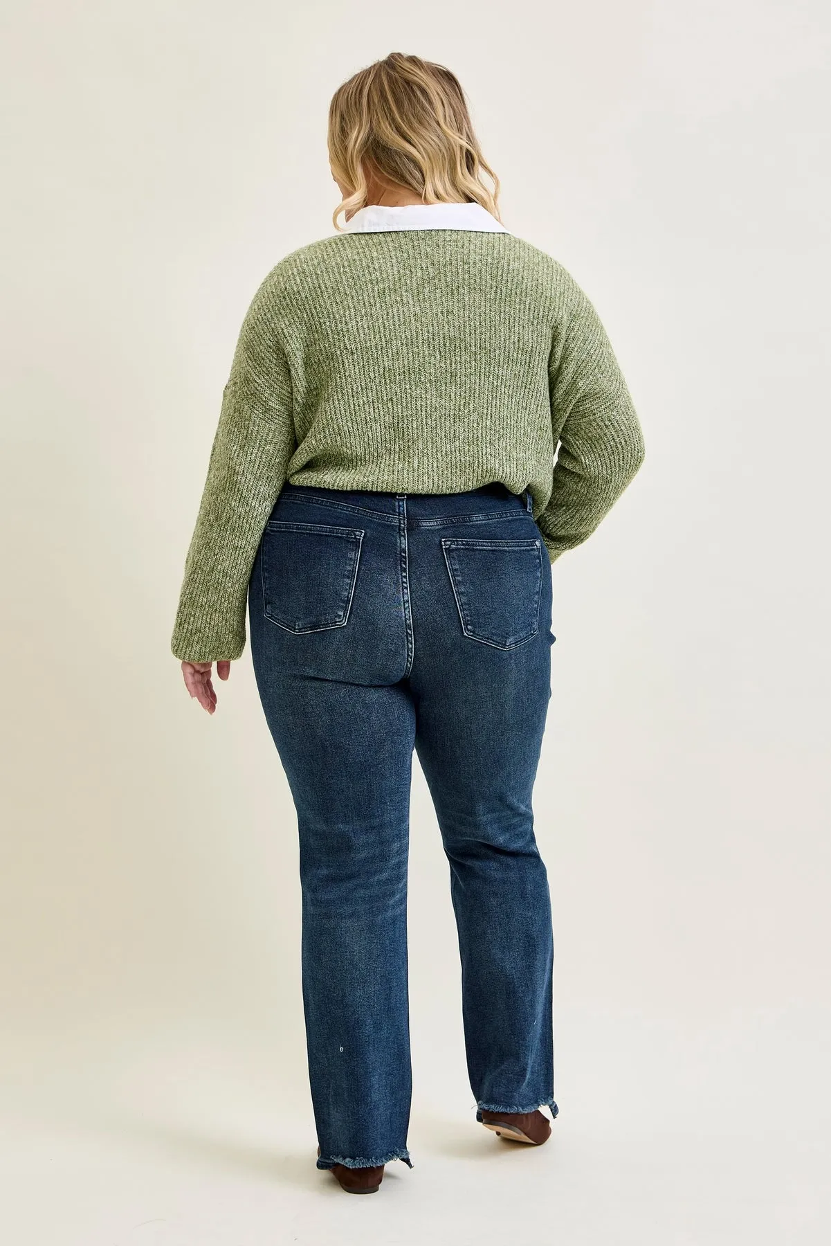 Lisa High Rise Button Fly Hem Distressed Straight Jeans - PLUS sold by Judy Blue product image thumbnail 5