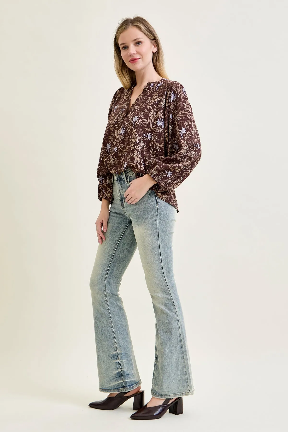Megan Mid Rise Tinted Pin Tack Detail Flare Jeans sold by Judy Blue product image thumbnail 4
