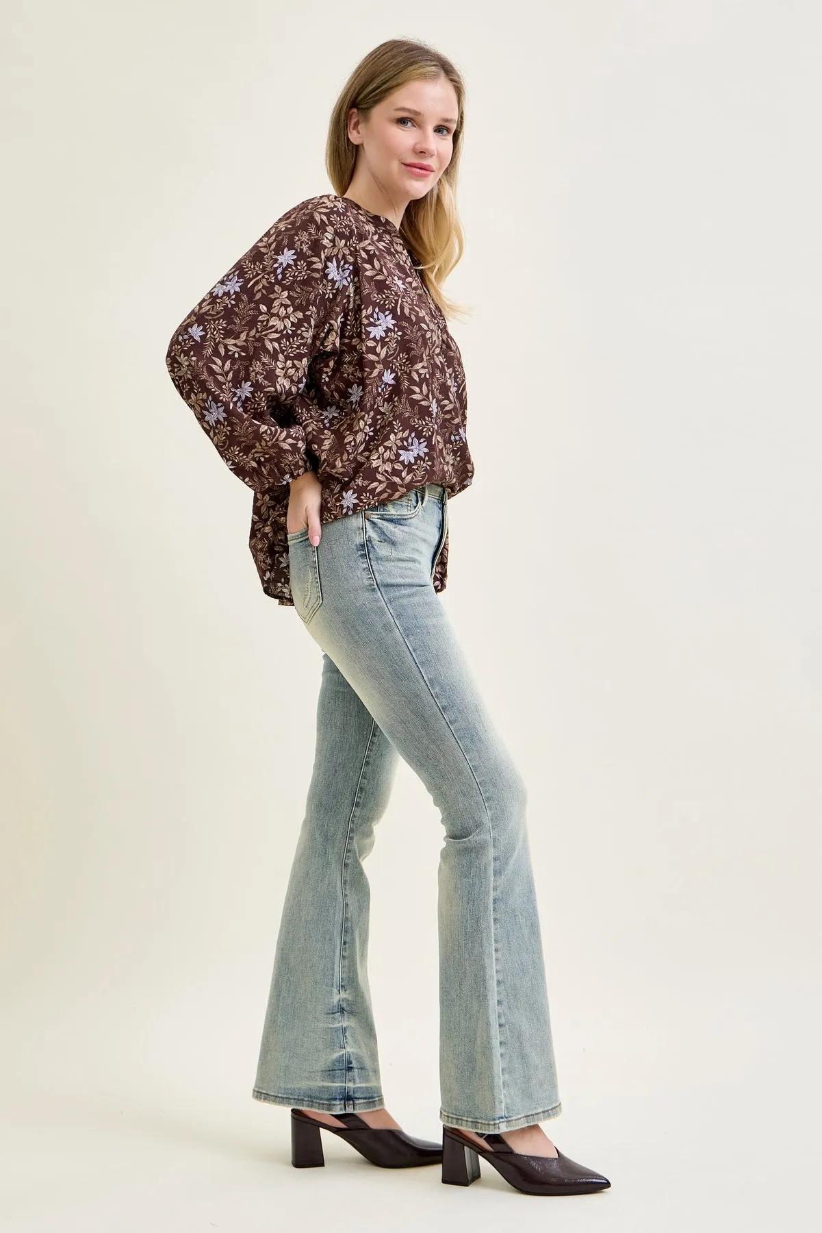 Megan Mid Rise Tinted Pin Tack Detail Flare Jeans sold by Judy Blue product image thumbnail 2