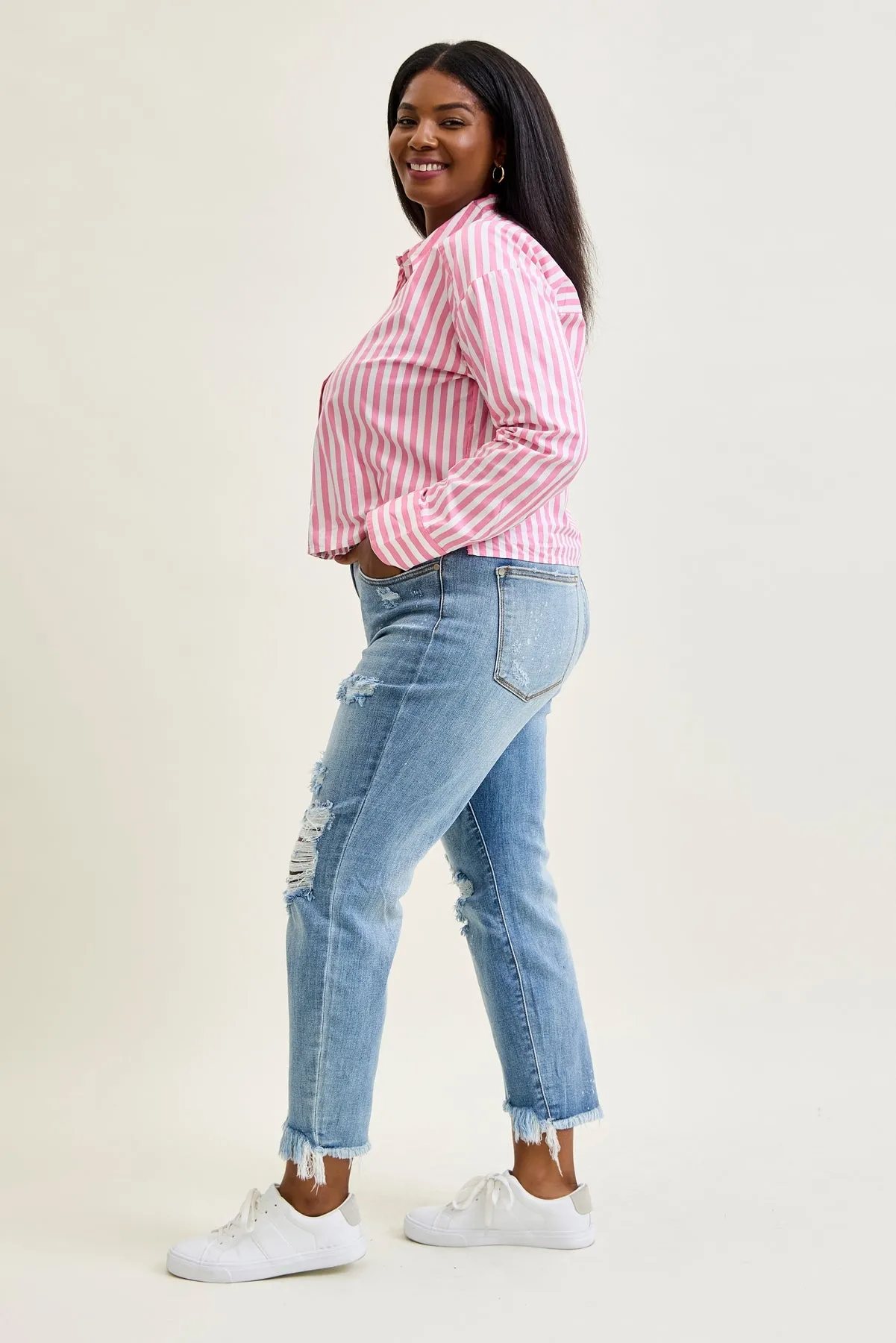 Alexis Light Bleach Splash Boyfriend Jeans sold by Judy Blue product image thumbnail 3