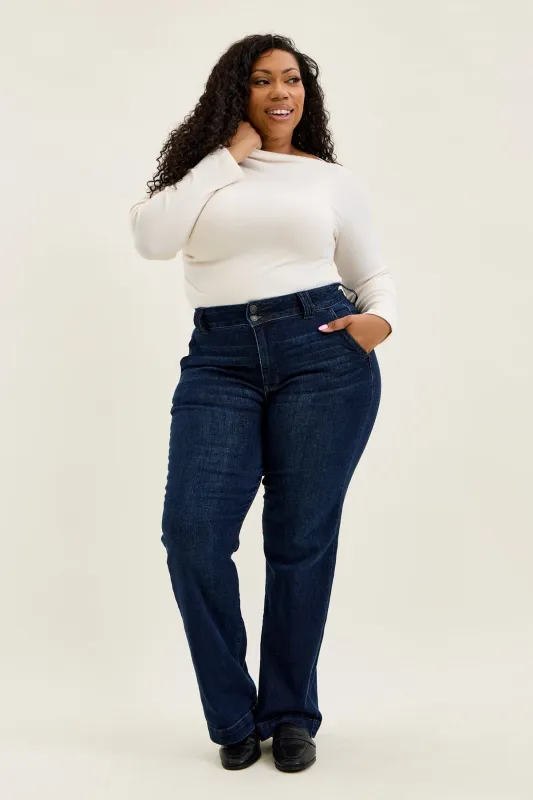 Penny Dark Indigo Trouser Wide Leg - PLUS sold by Judy Blue