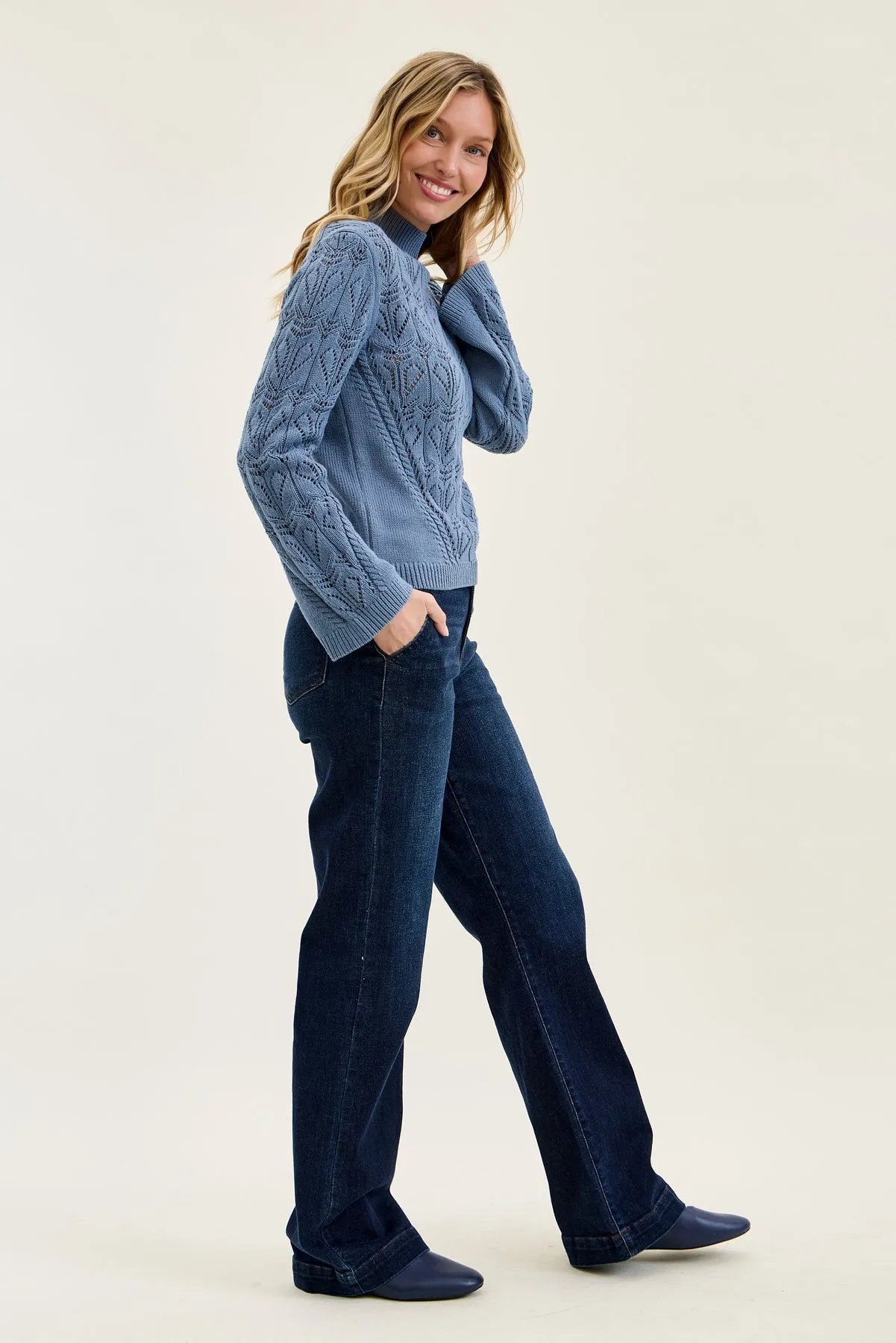 Penny Dark Indigo Trouser Wide Leg sold by Judy Blue product image thumbnail 5