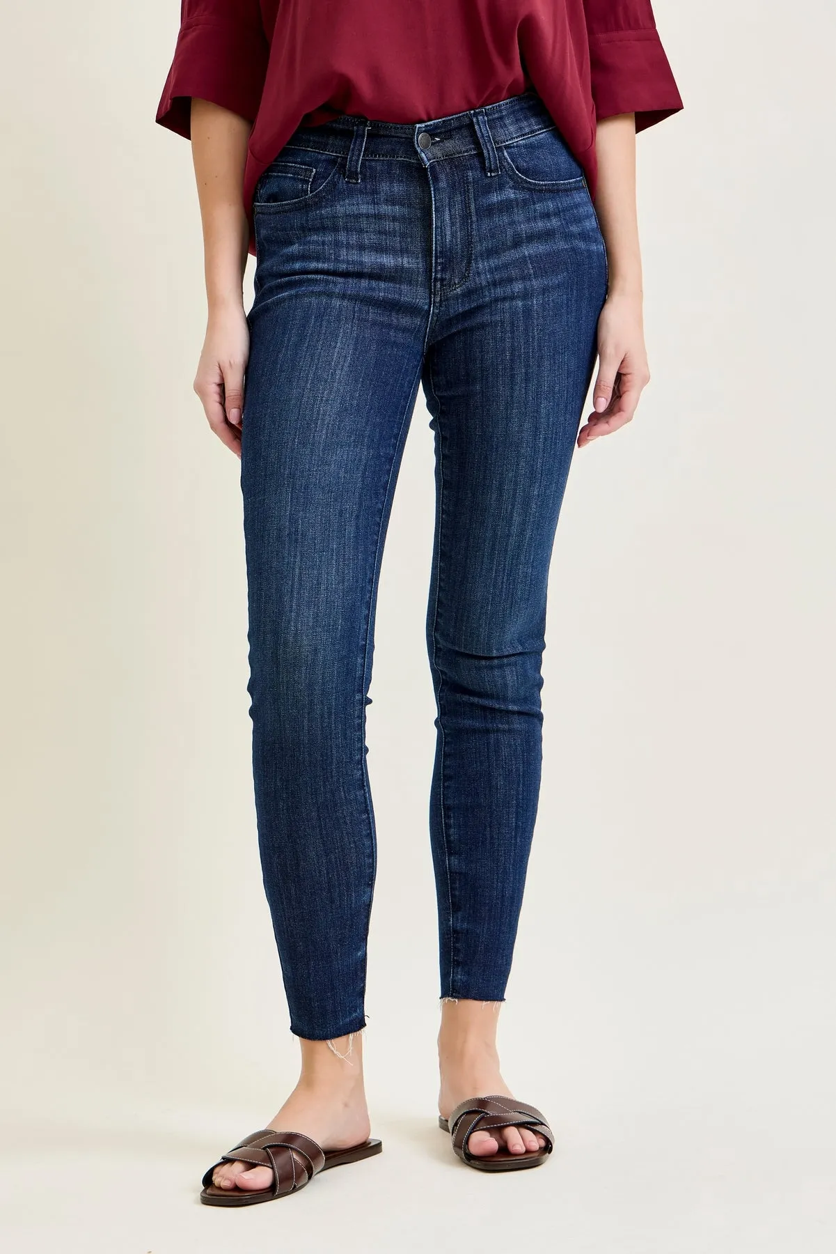Kinsley Edgy Mid Rise Skinnies with a Raw Twist sold by Judy Blue product image thumbnail 5