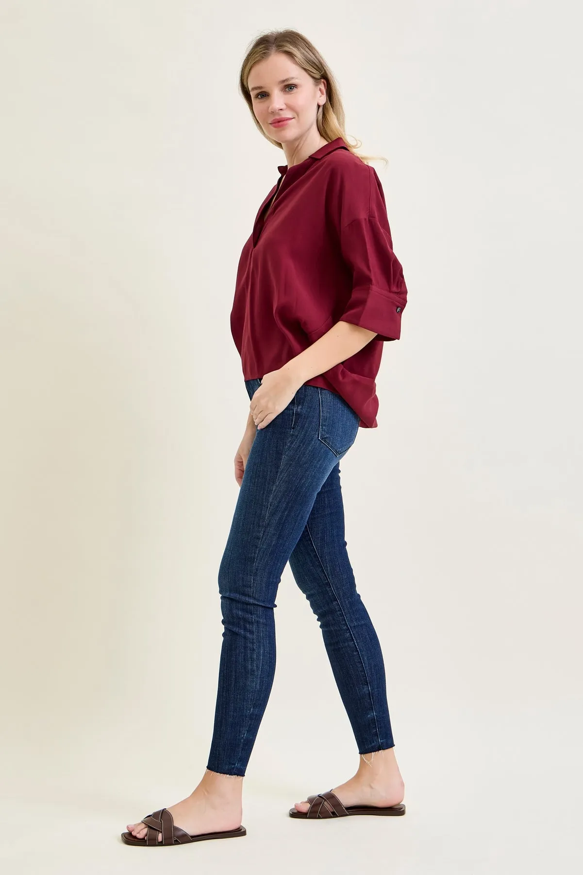 Kinsley Edgy Mid Rise Skinnies with a Raw Twist sold by Judy Blue product image thumbnail 4