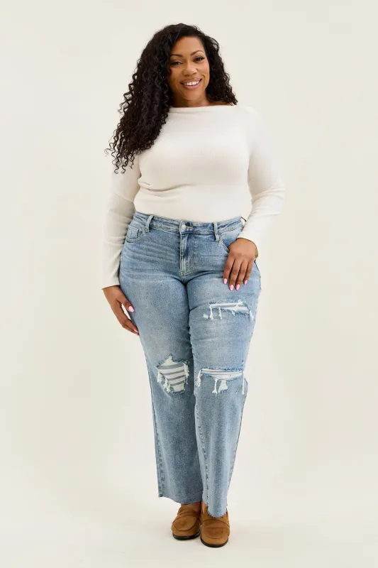 Brenda Retro 90's Destructed Straight Fit - PLUS made by Judy Blue