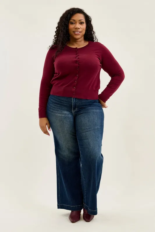 Lux Vintage Brushed Blue Wide Leg with Welt Pockets - PLUS made by Judy Blue