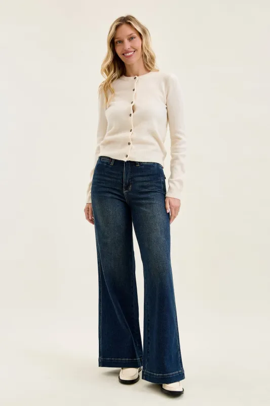 Lux Vintage Brushed Blue Wide Leg with Welt Pockets sold by Judy Blue