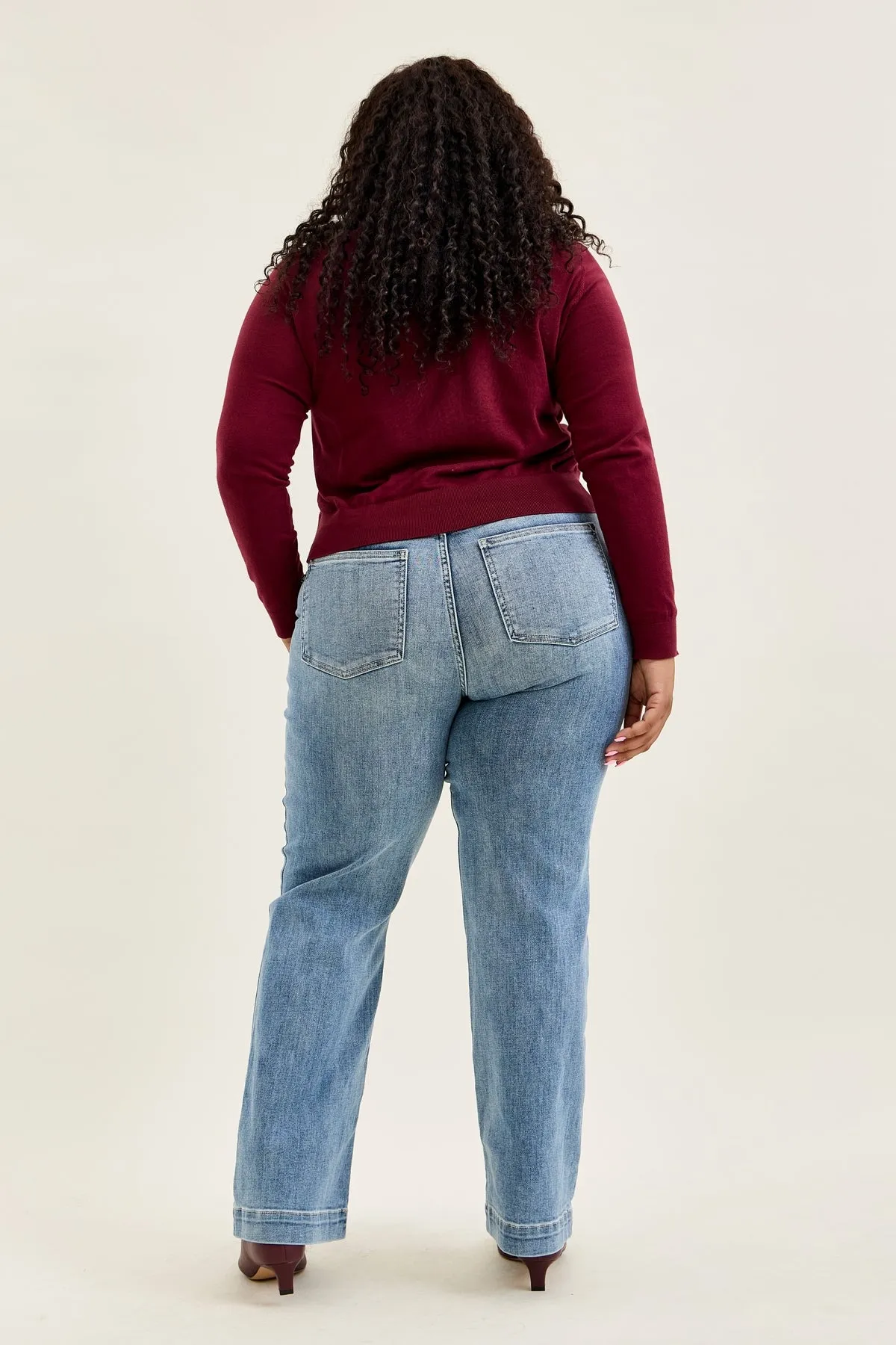 Penny Light Grey Blue Trouser Wide Leg - PLUS sold by Judy Blue product image thumbnail 3