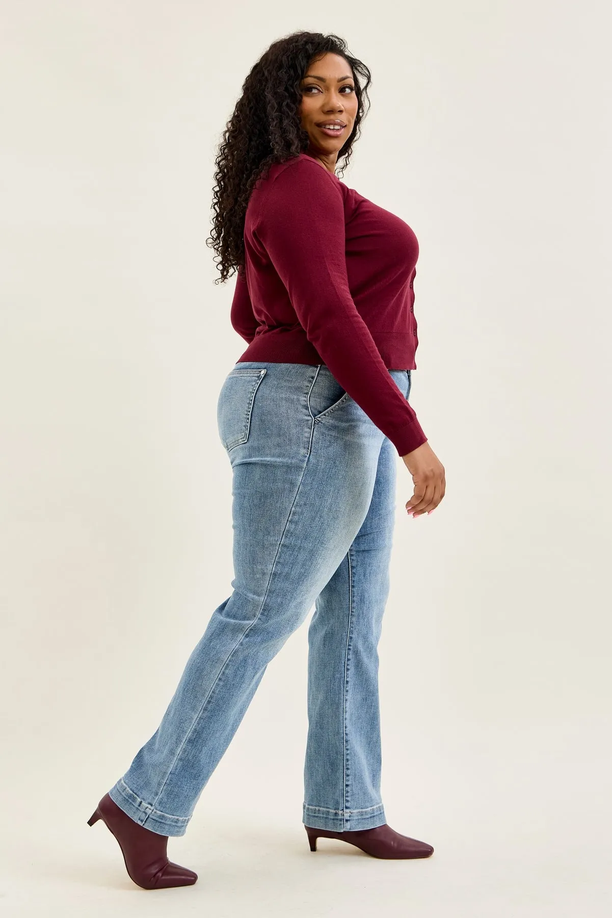 Penny Light Grey Blue Trouser Wide Leg - PLUS sold by Judy Blue product image thumbnail 4