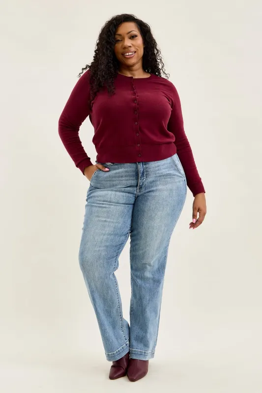 Penny Light Grey Blue Trouser Wide Leg - PLUS sold by Judy Blue