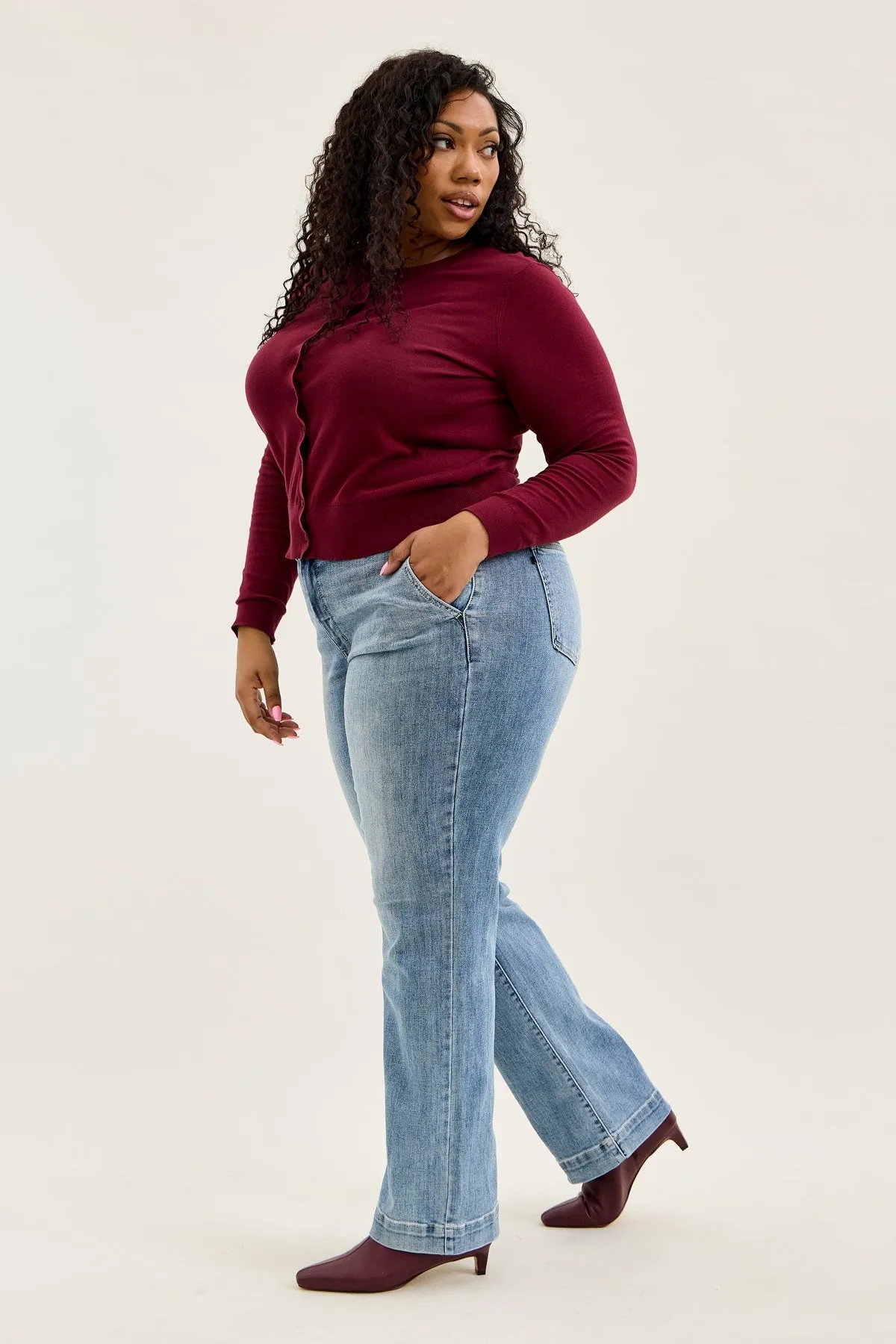 Penny Light Grey Blue Trouser Wide Leg - PLUS sold by Judy Blue product image thumbnail 2