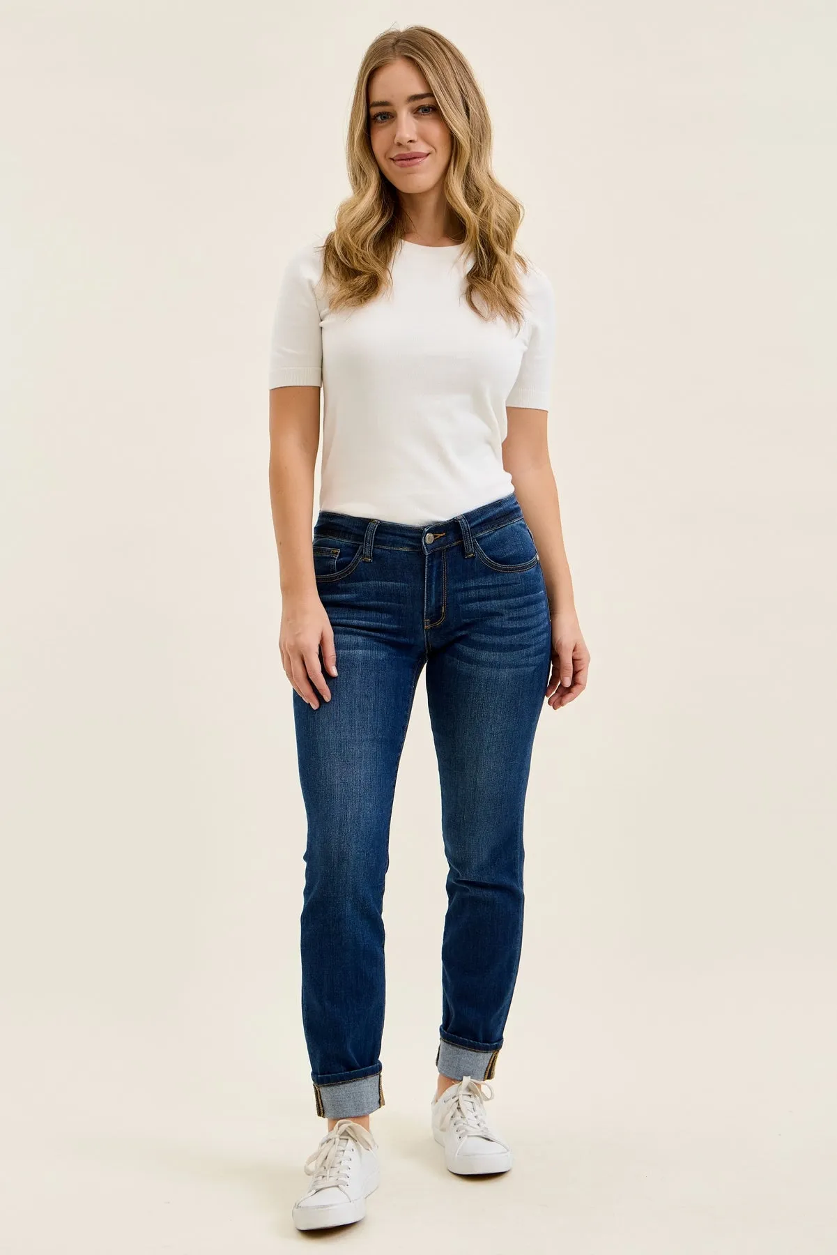 Kimberly Dark Wash Straight Fit Cuff sold by Judy Blue product image thumbnail 3