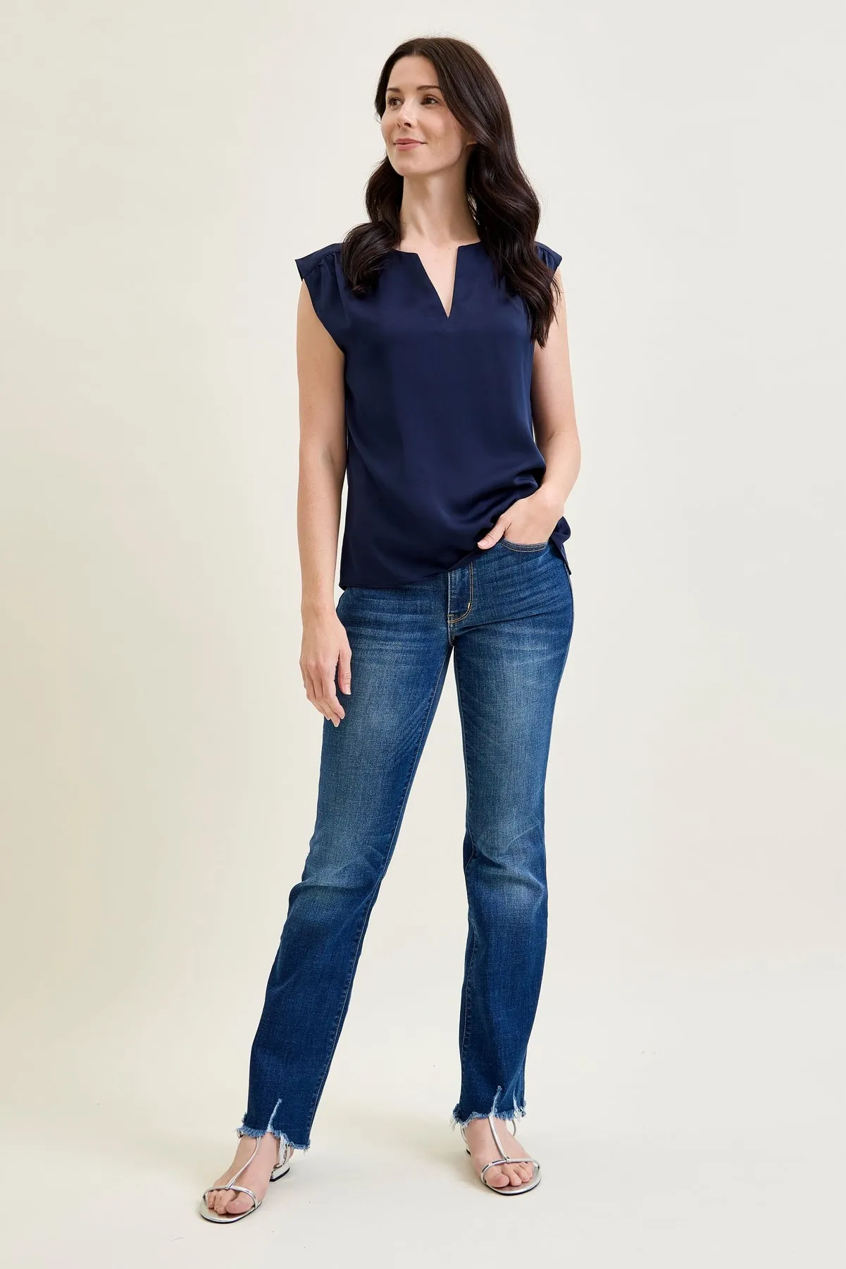 Daisy Distressed Hem Bootcut Jeans sold by Judy Blue