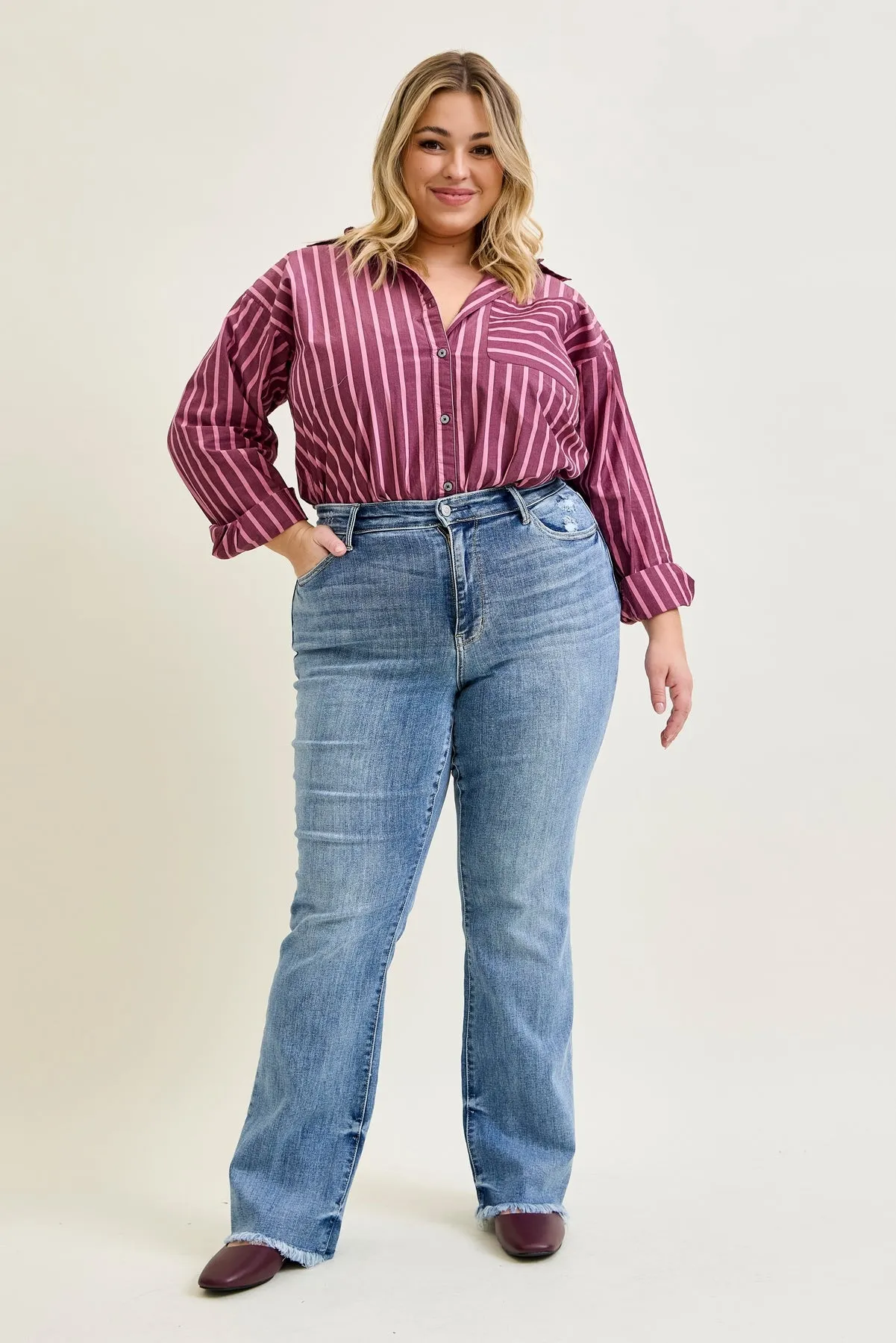 Daisy Bootcut with Fray Hem - PLUS sold by Judy Blue