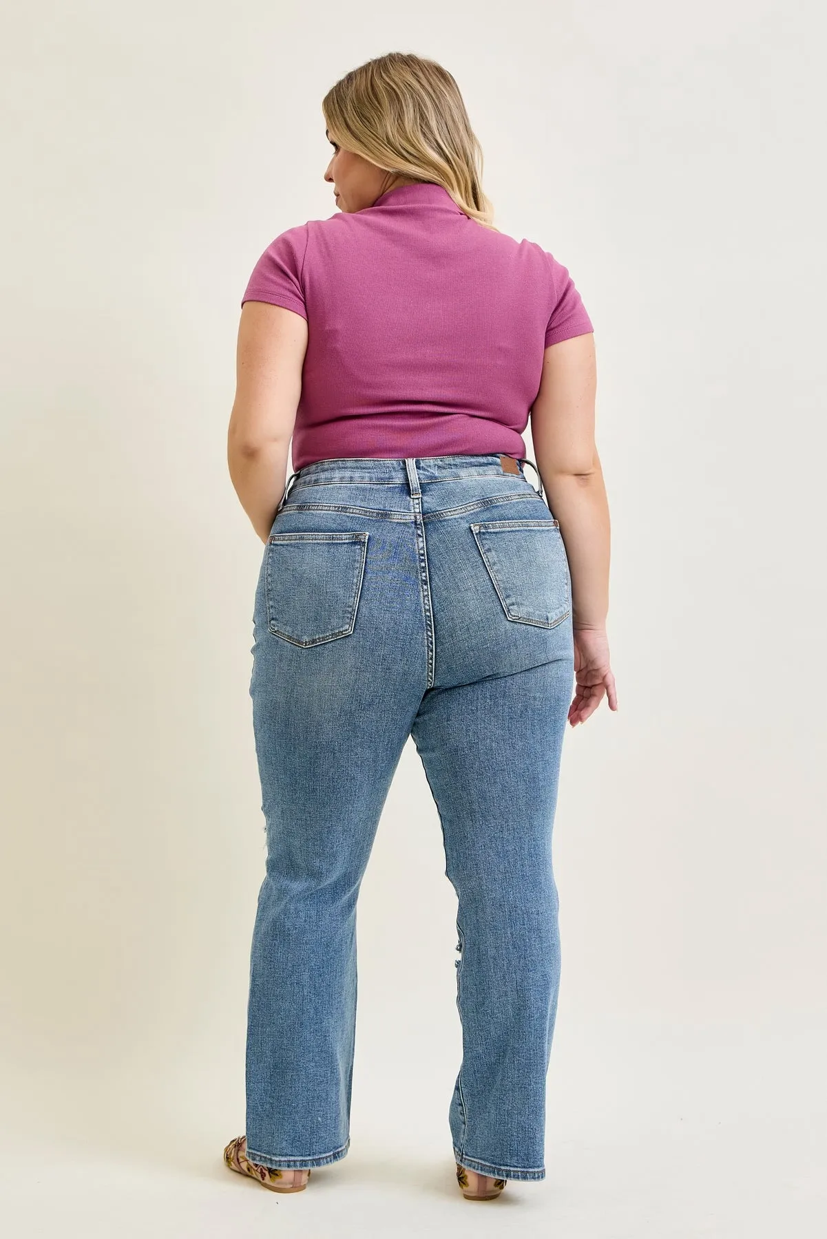 Daisy Stone Wash Ripped Bootcut Jeans - PLUS sold by Judy Blue product image thumbnail 4