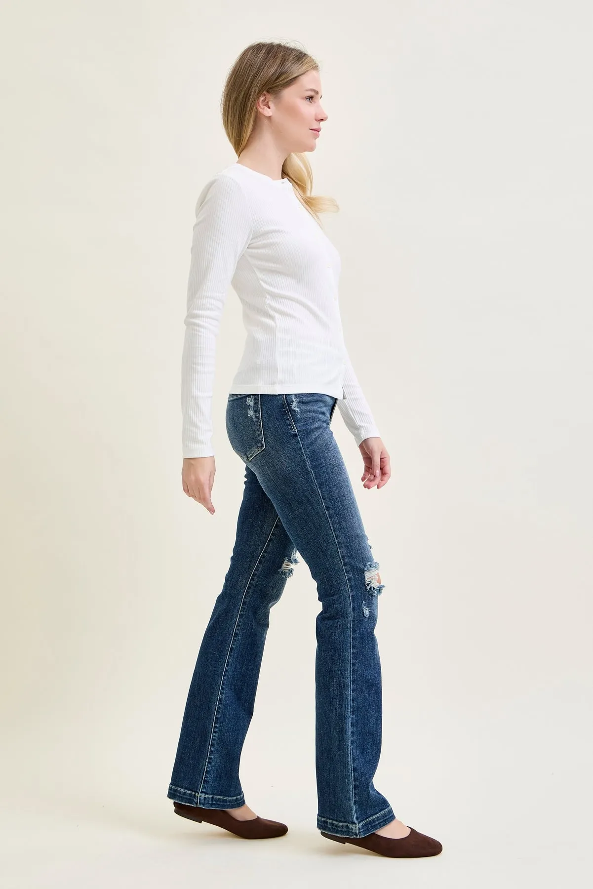 Daisy Hand Sand & Mildly Distressed Bootcut Jeans sold by Judy Blue product image thumbnail 3