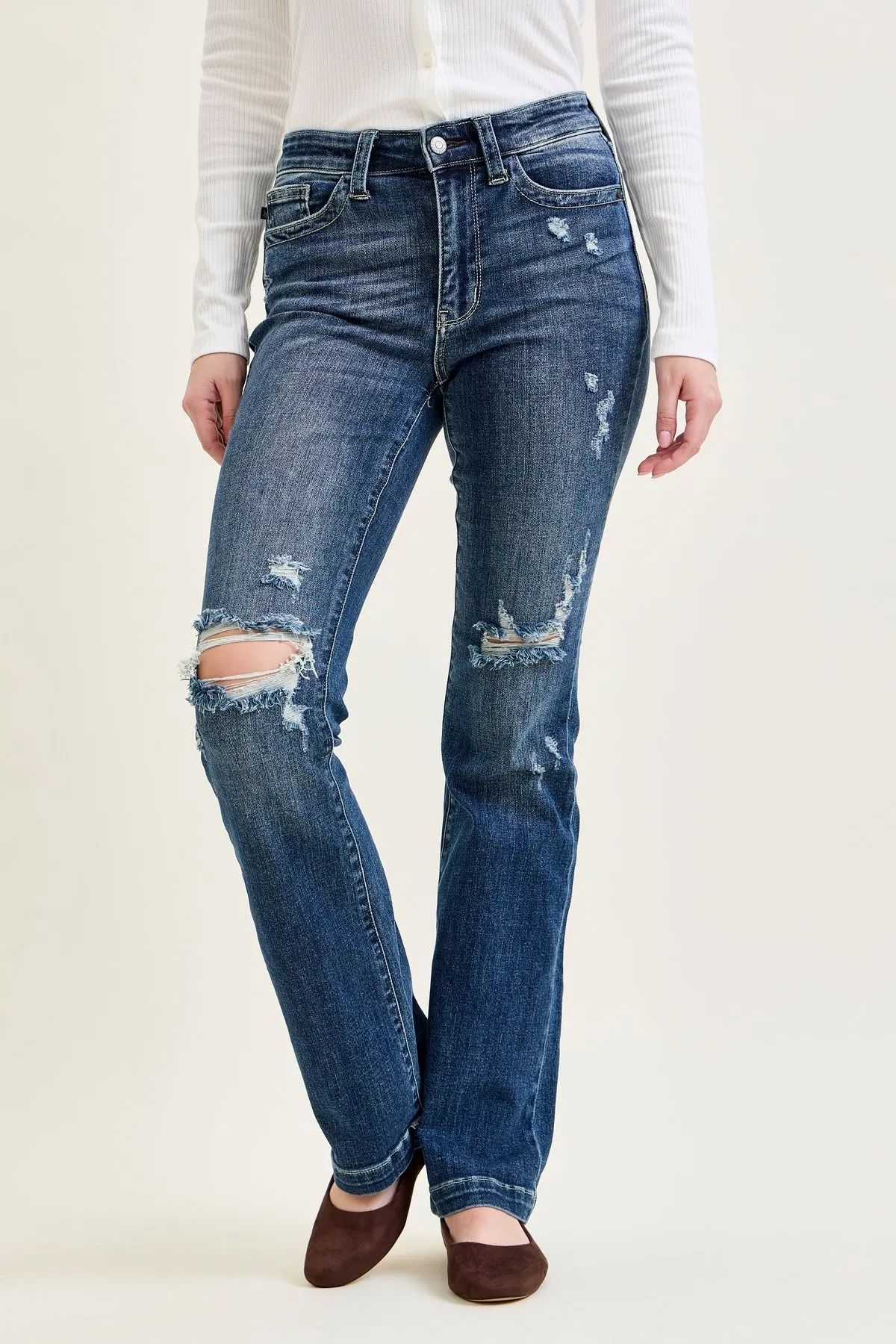 Daisy Hand Sand & Mildly Distressed Bootcut Jeans sold by Judy Blue product image thumbnail 5