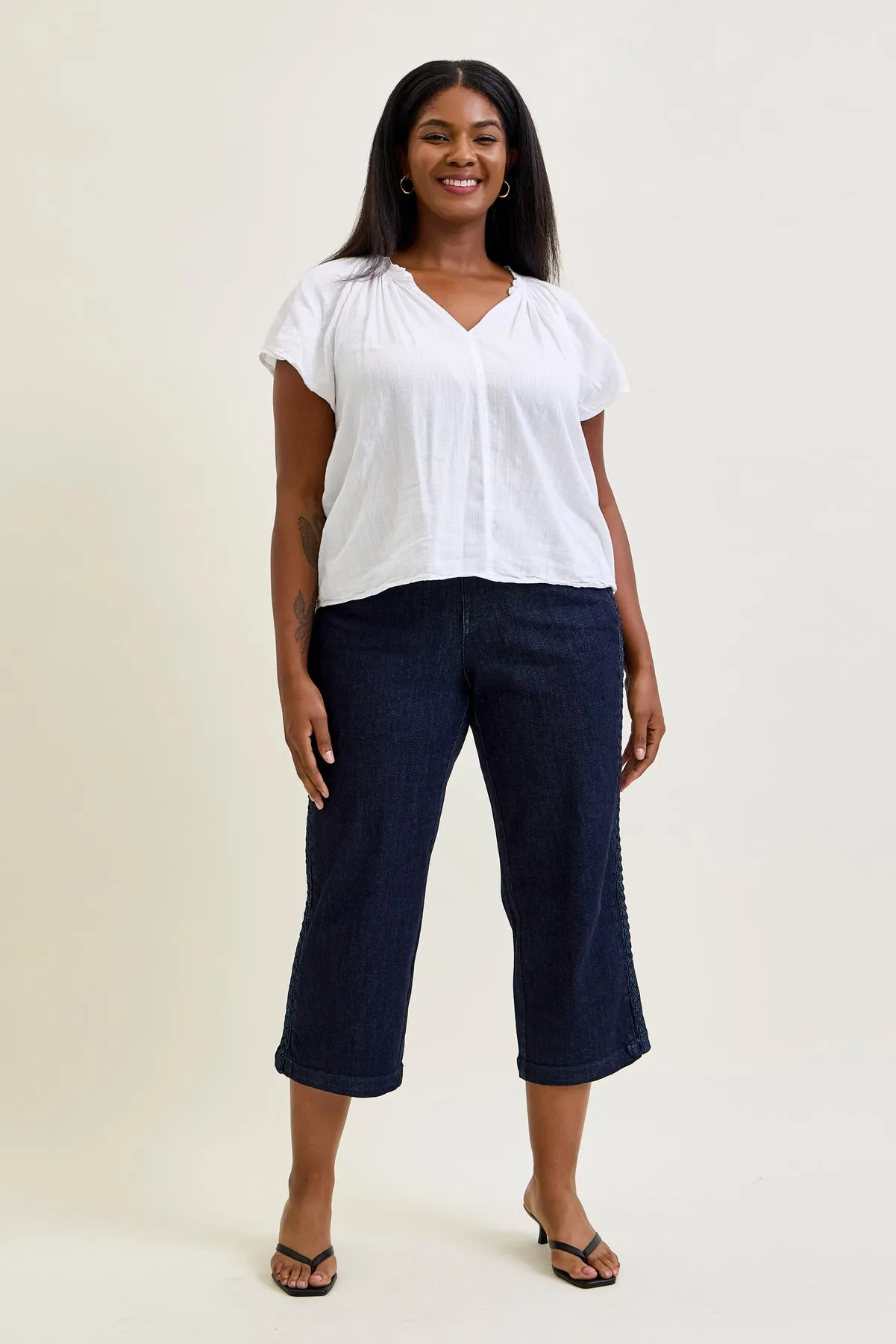 Dottie Side Seam Braid Cropped Wide Leg Jeans - PLUS sold by Judy Blue product image thumbnail 3