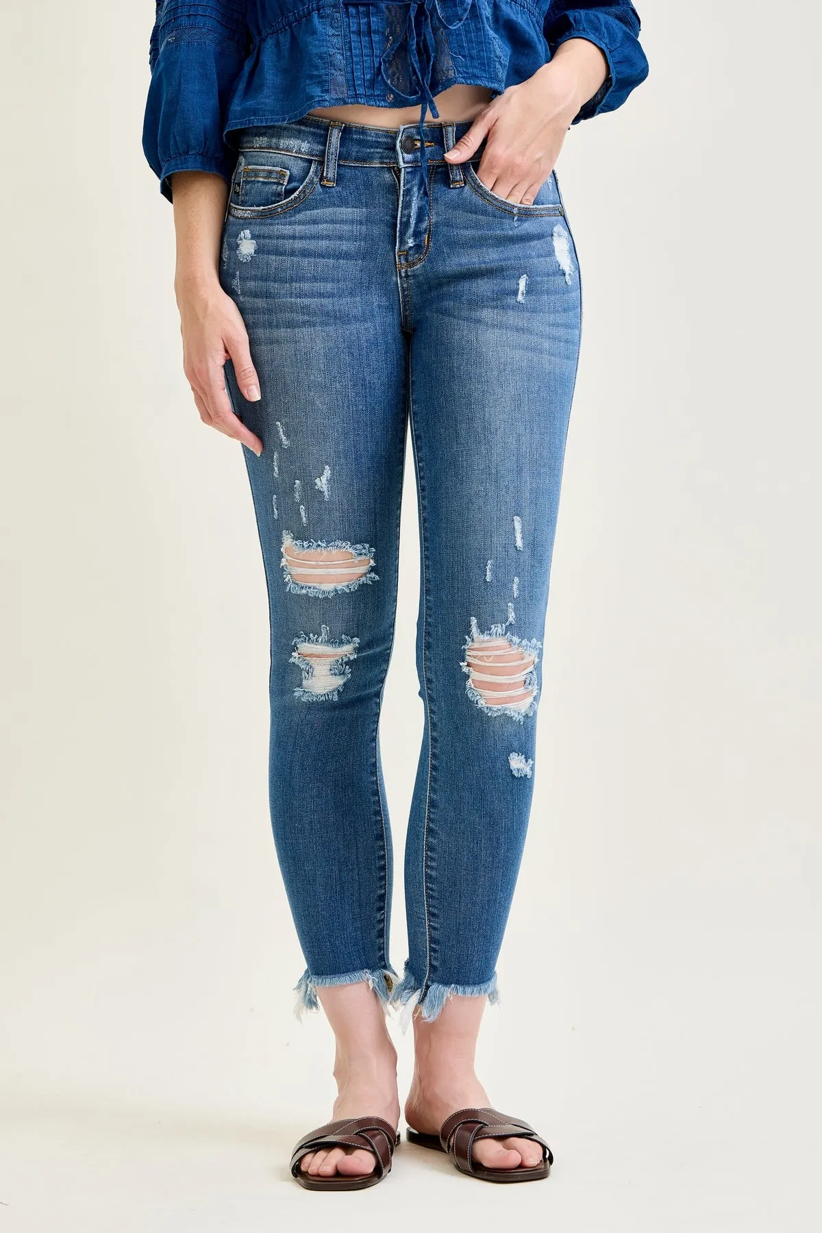 Sienna Distressed Hem Skinny Jeans sold by Judy Blue product image thumbnail 5
