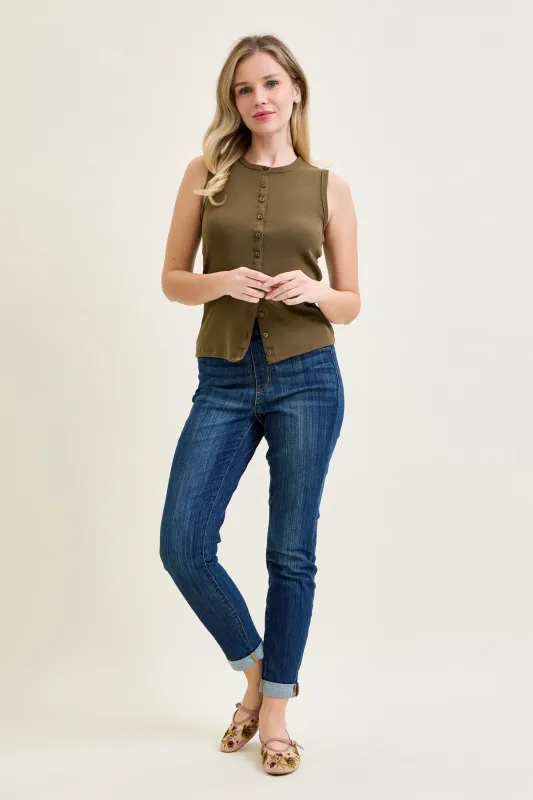 Lara Pull On Double Cuffed Slim Jeans made by Judy Blue