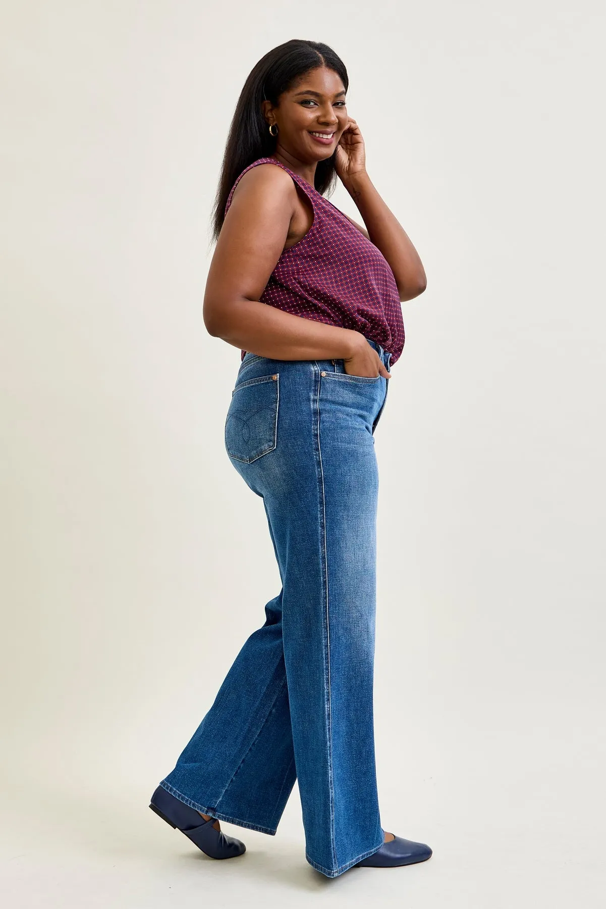 Lux Tummy Control Retro Wide Leg Jeans - PLUS sold by Judy Blue product image thumbnail 2