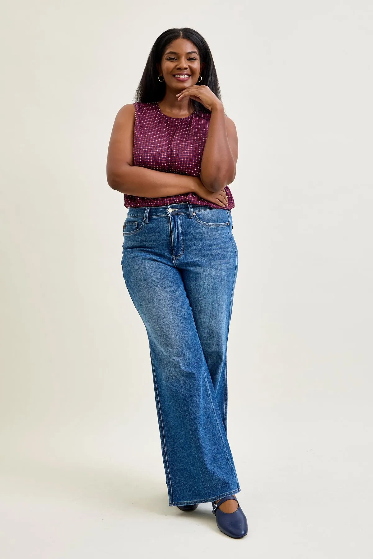 Lux Tummy Control Retro Wide Leg Jeans - PLUS sold by Judy Blue product image thumbnail 3