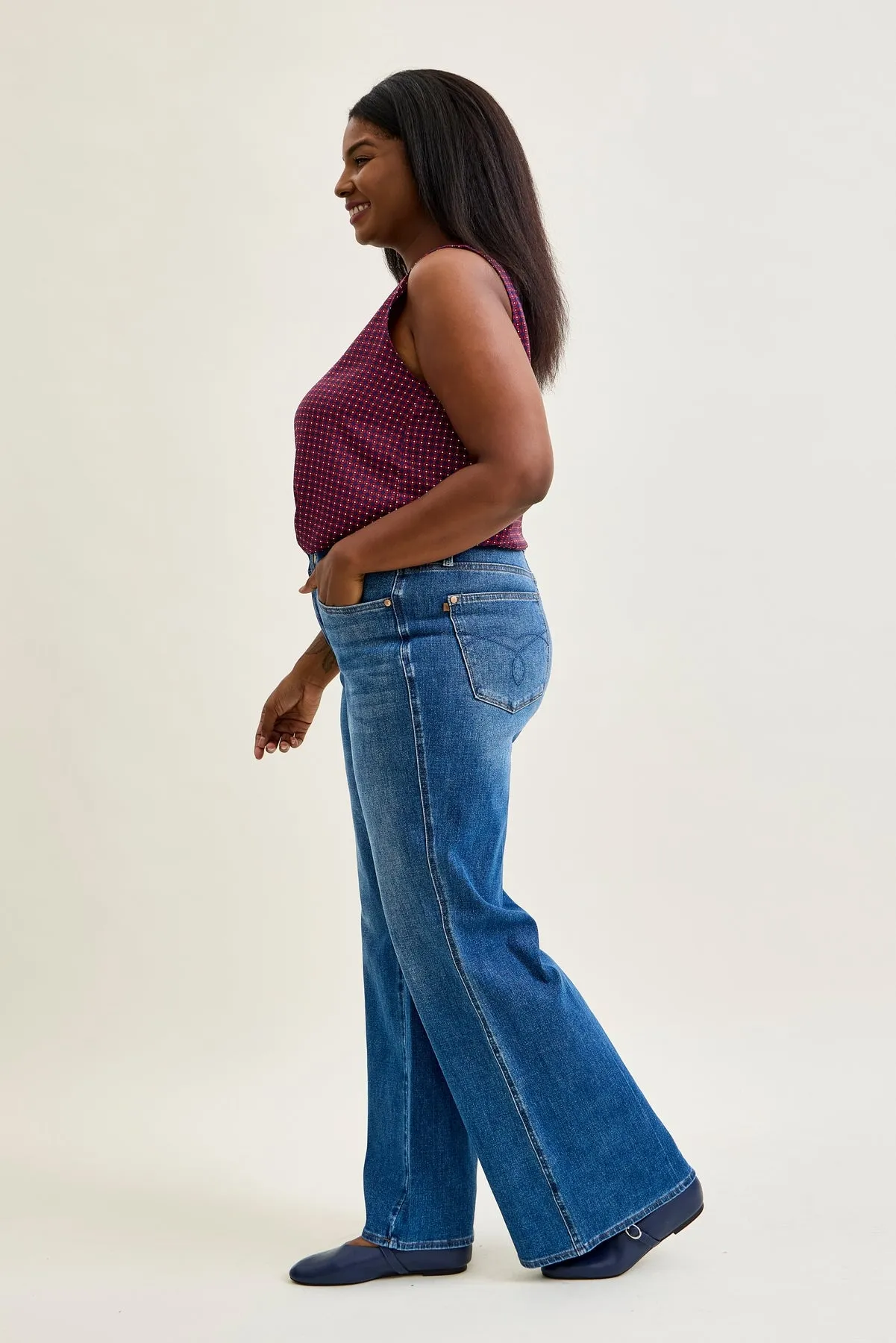Lux Tummy Control Retro Wide Leg Jeans - PLUS sold by Judy Blue product image thumbnail 4