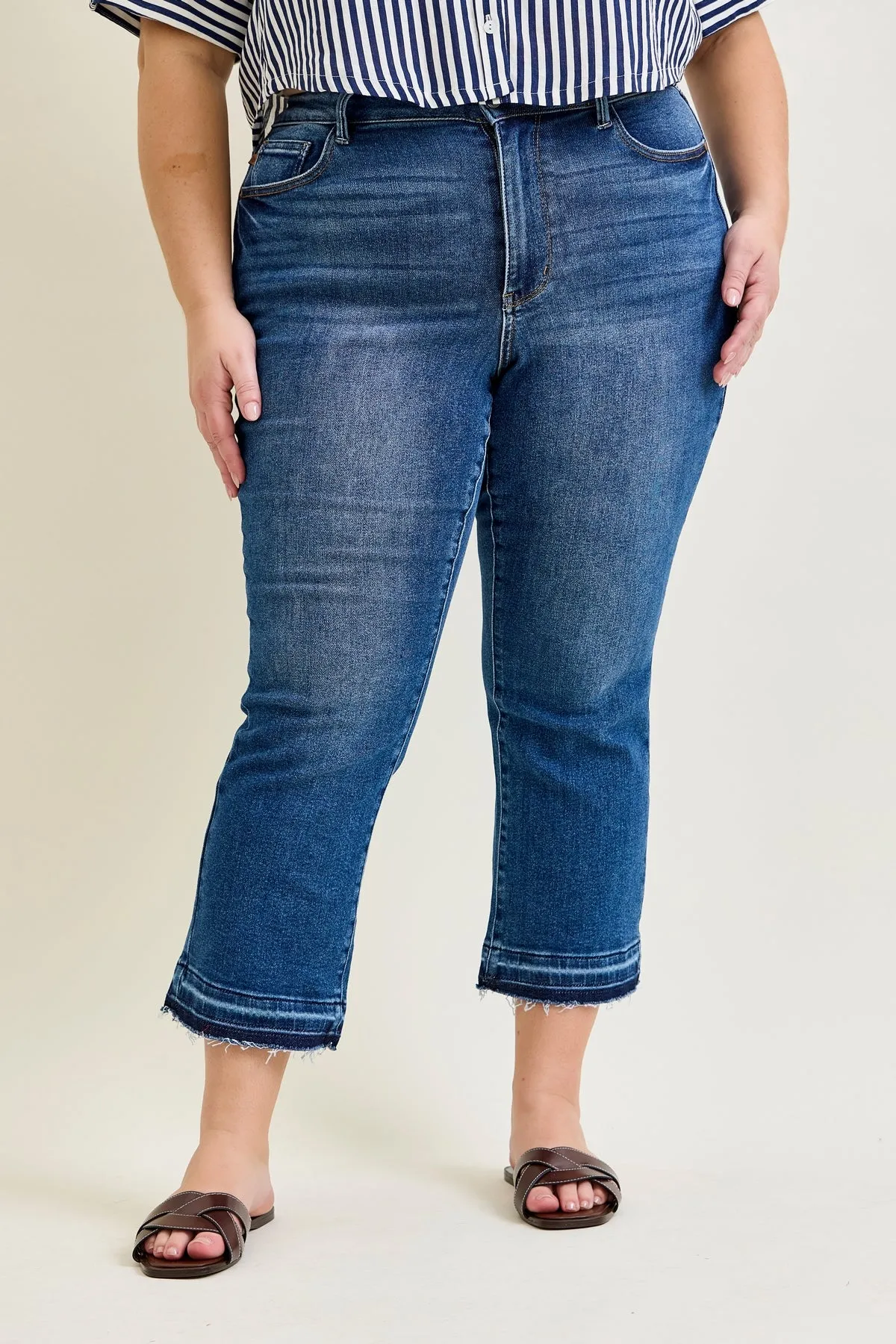Amy Vintage Wash Kick Flare With Released Hem - PLUS sold by Judy Blue product image thumbnail 5