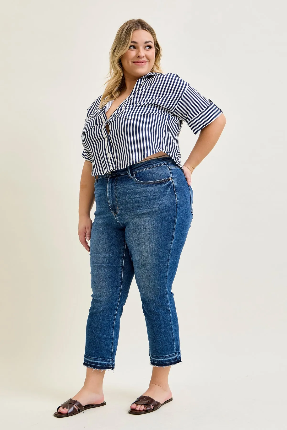 Amy Vintage Wash Kick Flare With Released Hem - PLUS sold by Judy Blue product image thumbnail 3