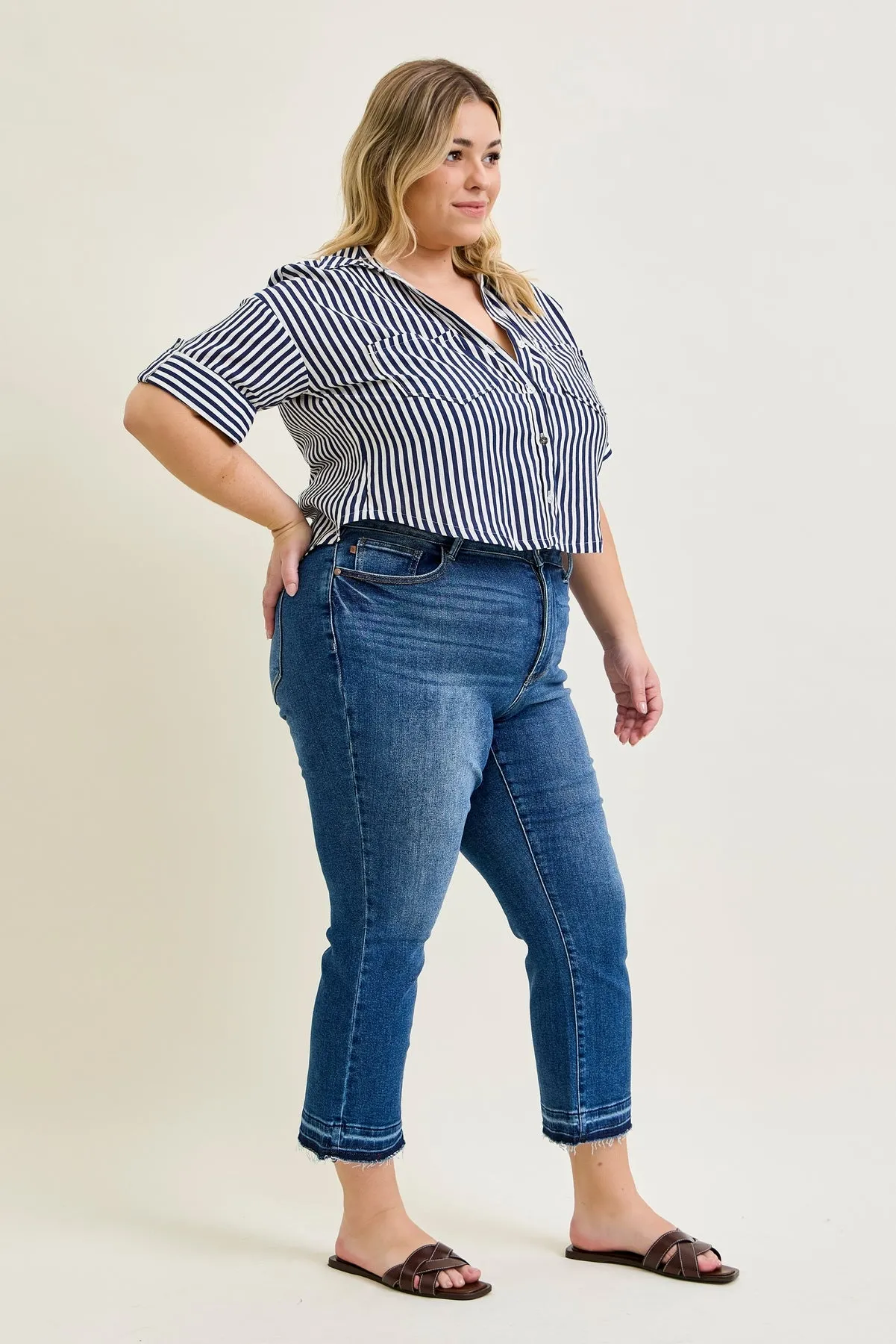 Amy Vintage Wash Kick Flare With Released Hem - PLUS sold by Judy Blue product image thumbnail 2