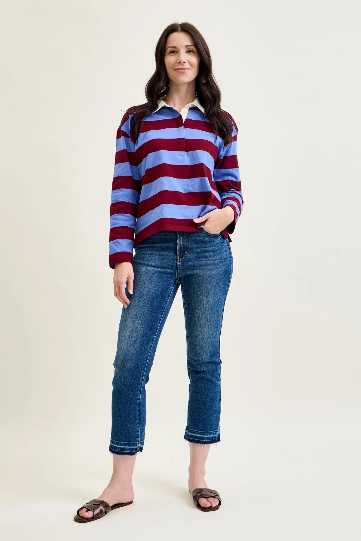 Amy Vintage Wash Kick Flare With Released Hem sold by Judy Blue