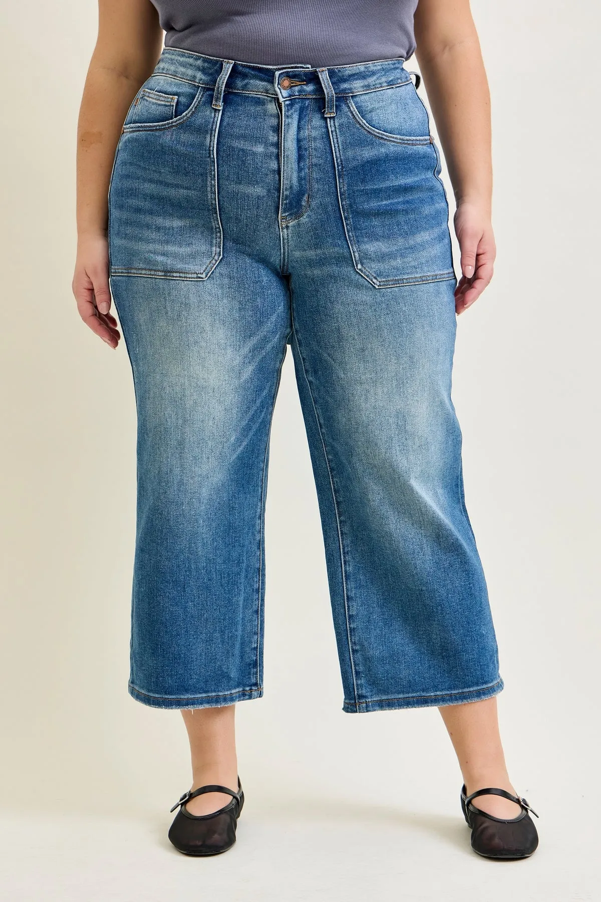 Lux Utility Pockets Cropped Wide Leg - PLUS sold by Judy Blue product image thumbnail 5