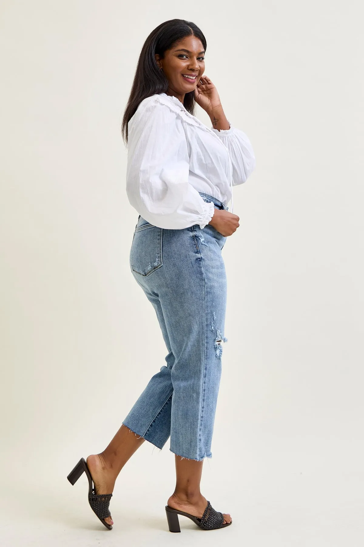 Dottie Distressed Crop Wide Leg - PLUS sold by Judy Blue product image thumbnail 2