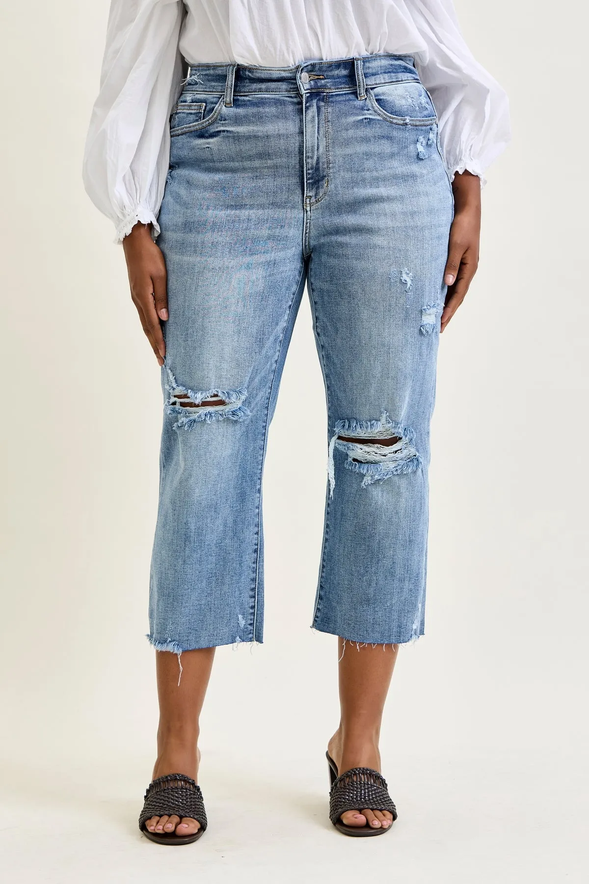 Dottie Distressed Crop Wide Leg - PLUS sold by Judy Blue product image thumbnail 5