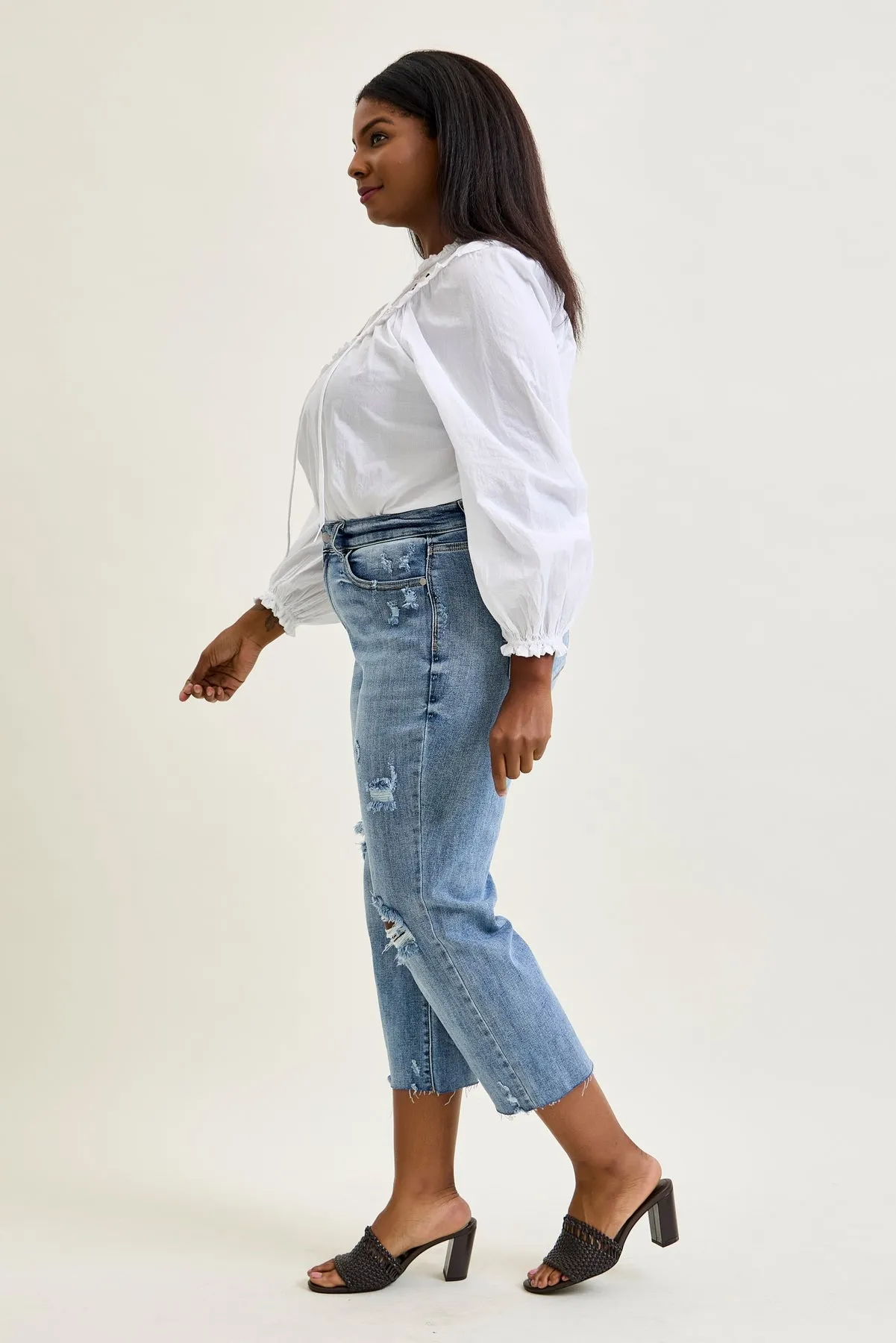 Dottie Distressed Crop Wide Leg - PLUS sold by Judy Blue product image thumbnail 3