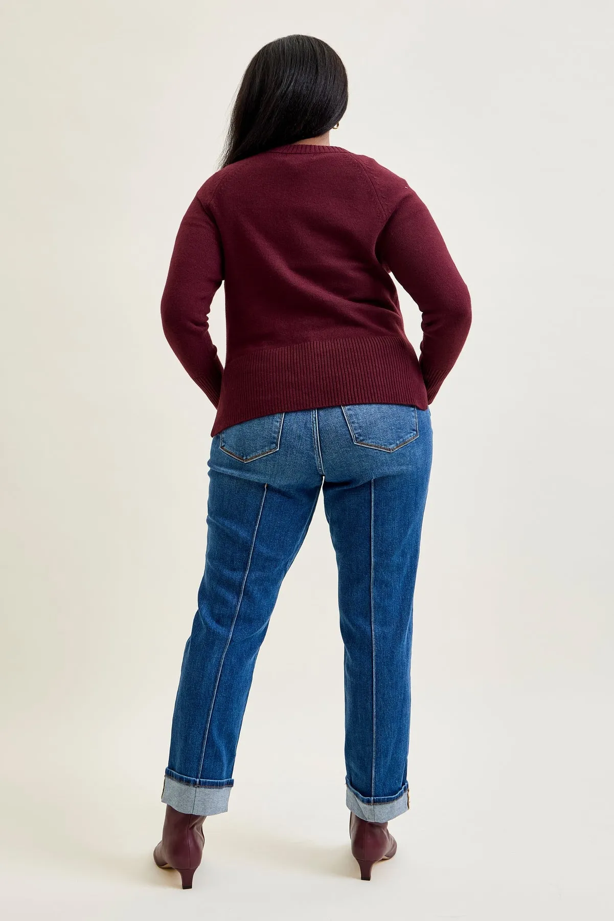 Kimberly Front Seam Detail & Cuffed Straight Fit Jeans - PLUS sold by Judy Blue product image thumbnail 5