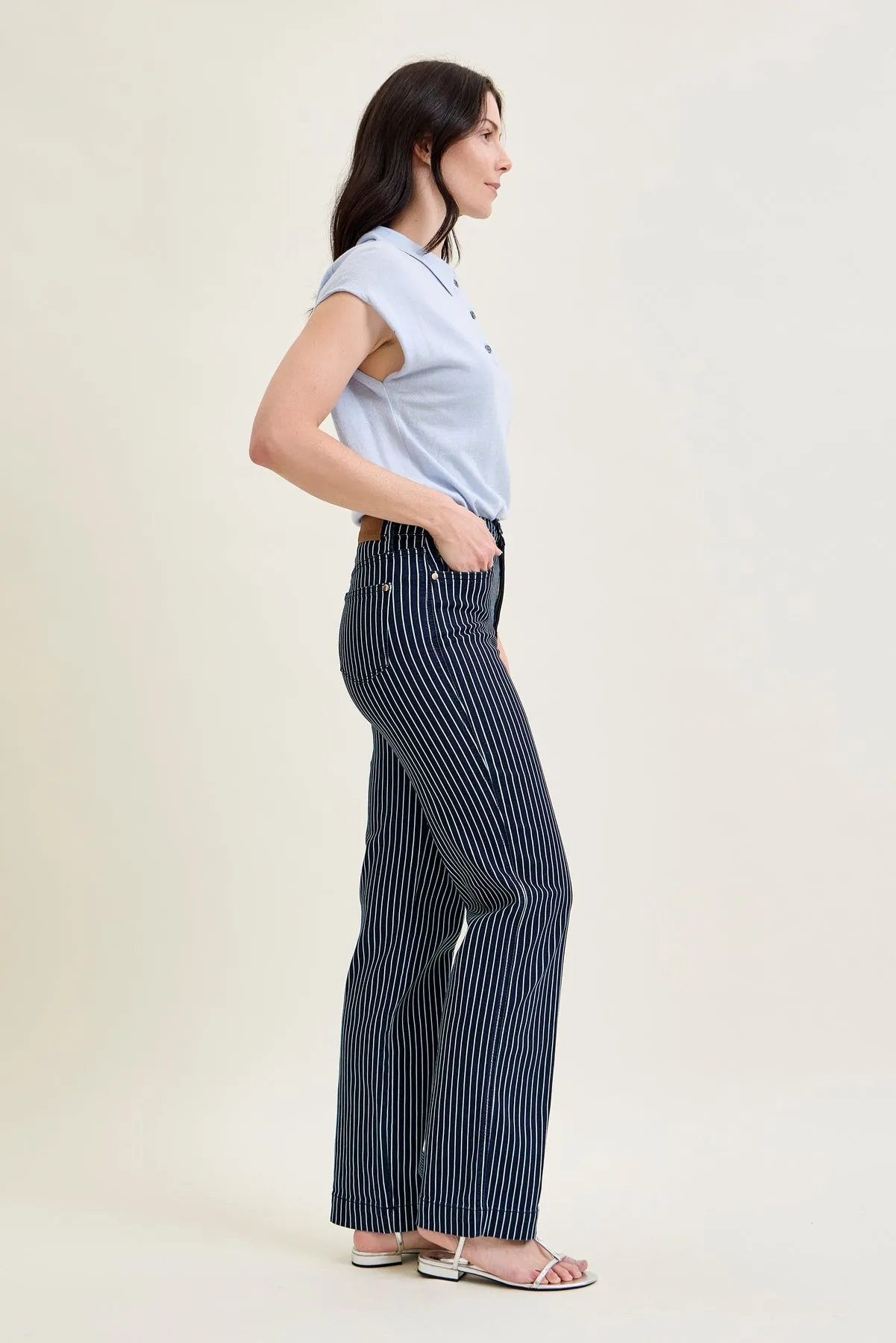 Kimberly Tummy Control Striped Straight Fit sold by Judy Blue product image thumbnail 2