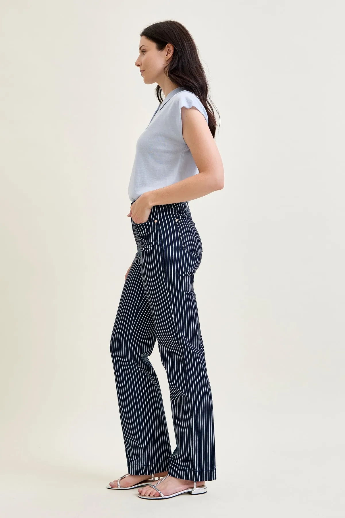 Kimberly Tummy Control Striped Straight Fit sold by Judy Blue product image thumbnail 4