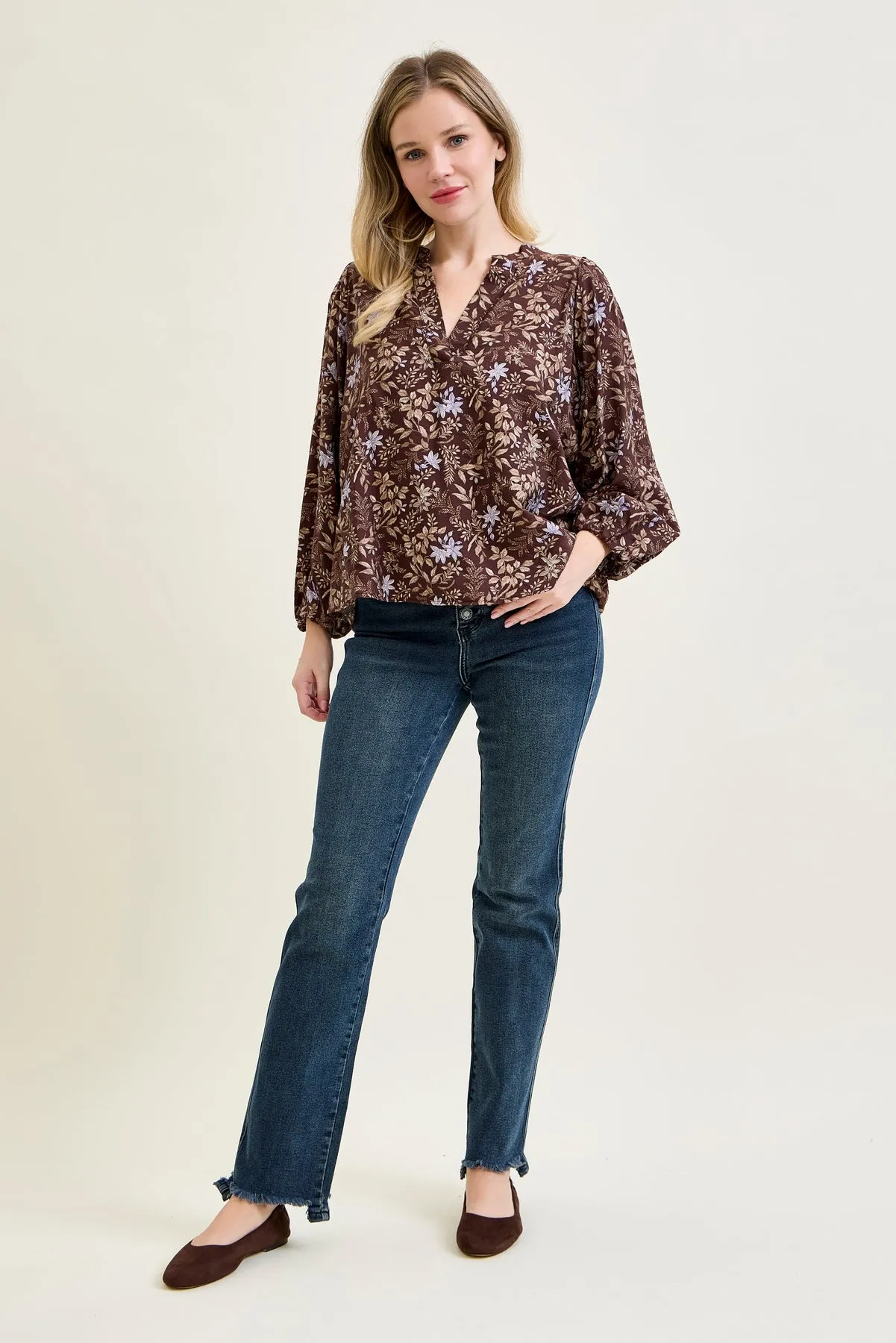 Kimberly Button Fly Hem Distressed Straight Jeans sold by Judy Blue