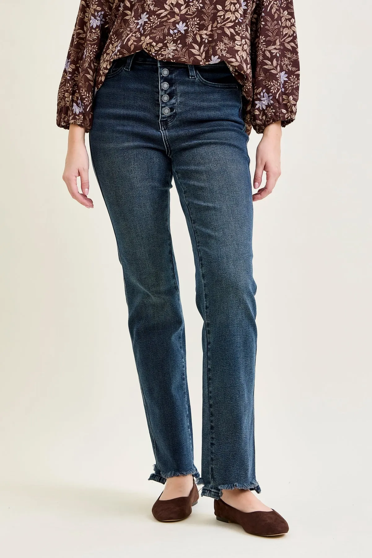 Kimberly Button Fly Hem Distressed Straight Jeans sold by Judy Blue product image thumbnail 5